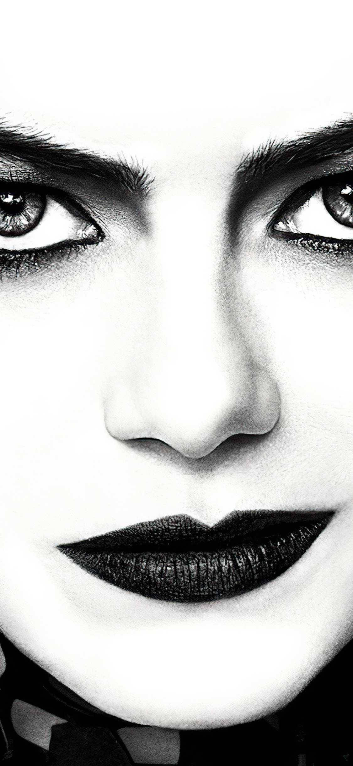Cruella 2021, black and white, bold dark lipstick, Full HD Phone Wallpaper