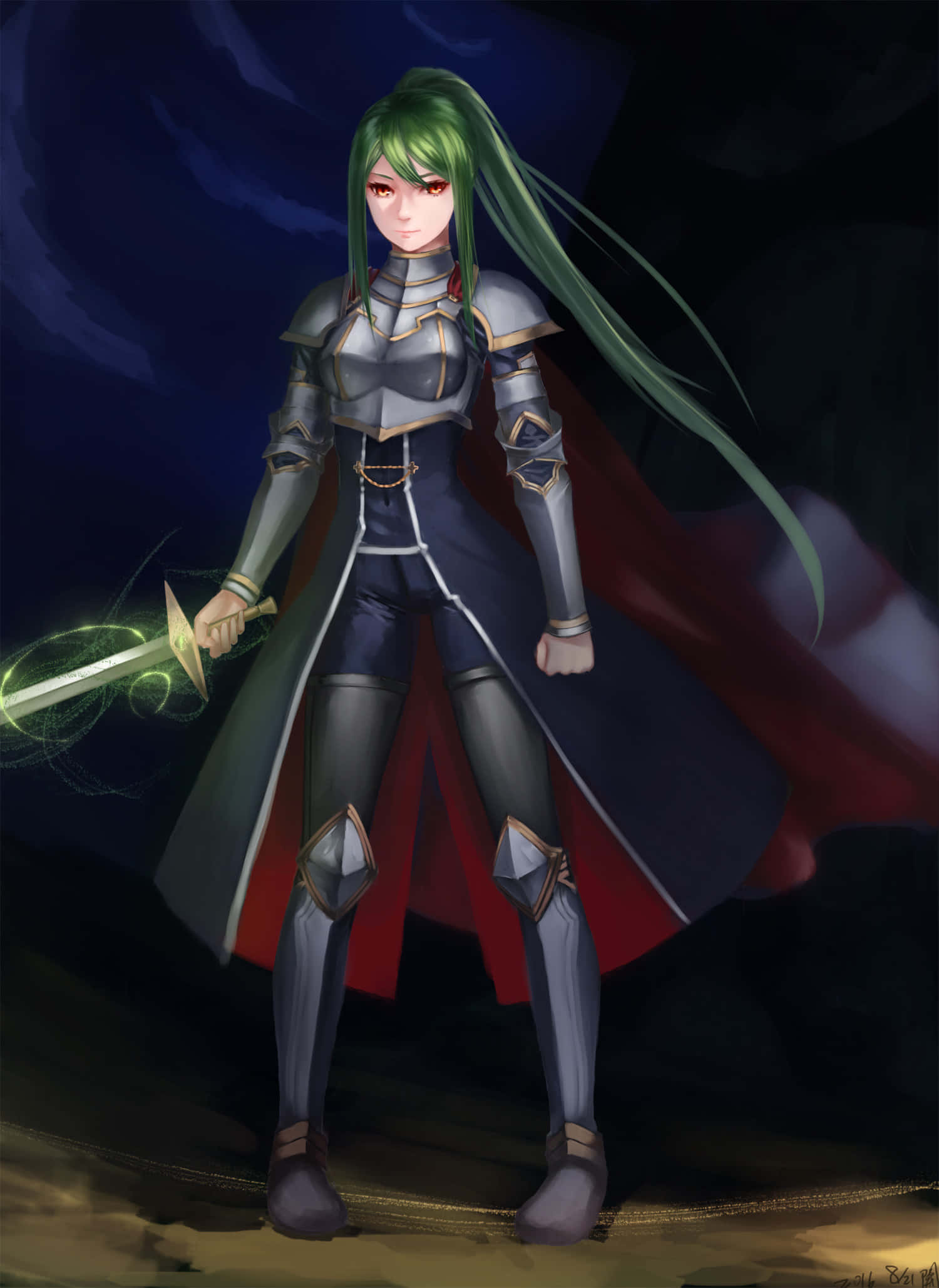 Crusch Karsten, green-haired, anime warrior, Full HD Phone Wallpaper