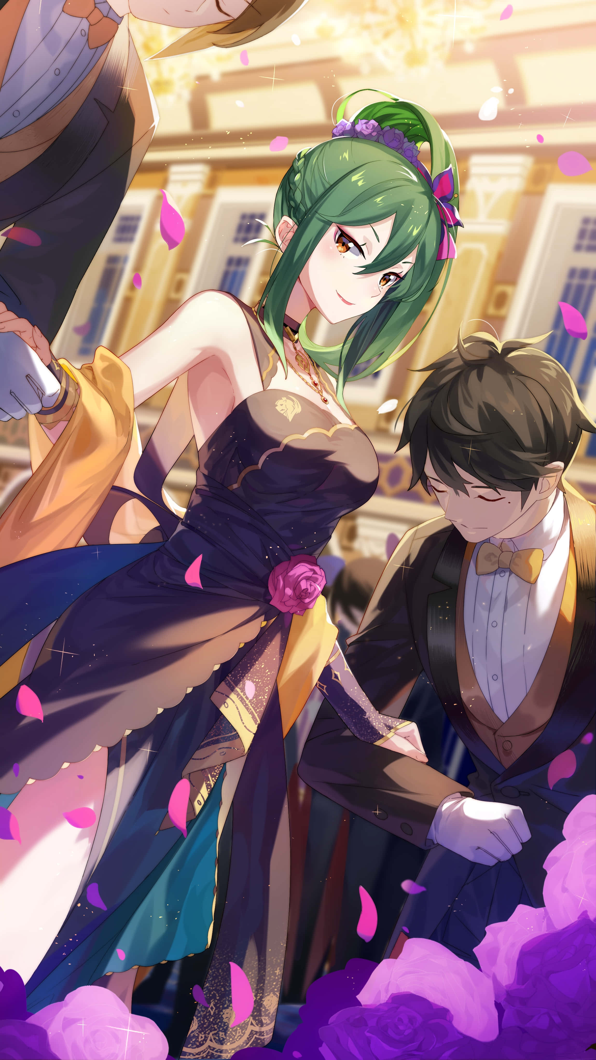 Crusch Karsten, green-haired woman, dark dress, 4K Phone Wallpaper