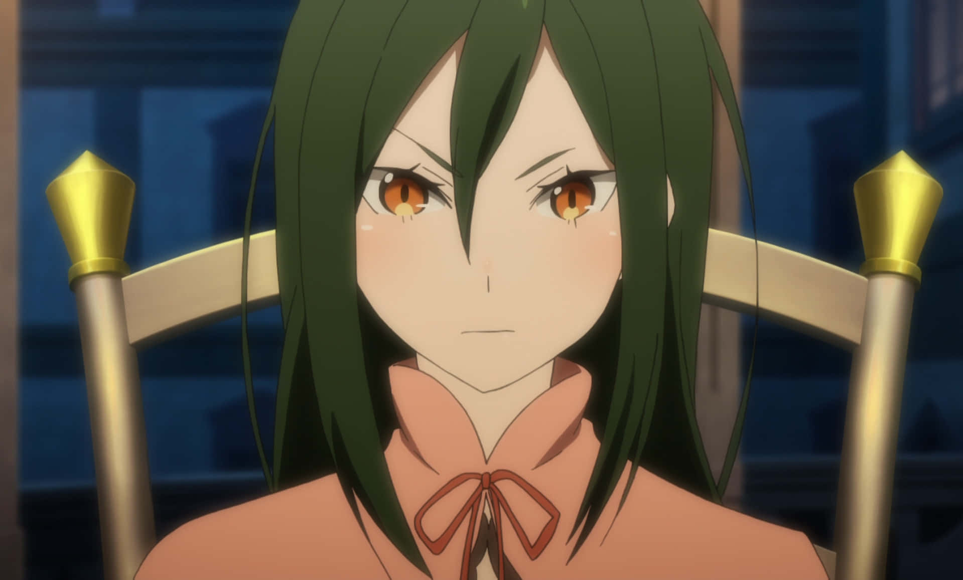 Crusch Karsten, green hair, orange eyes, HD Desktop Wallpaper