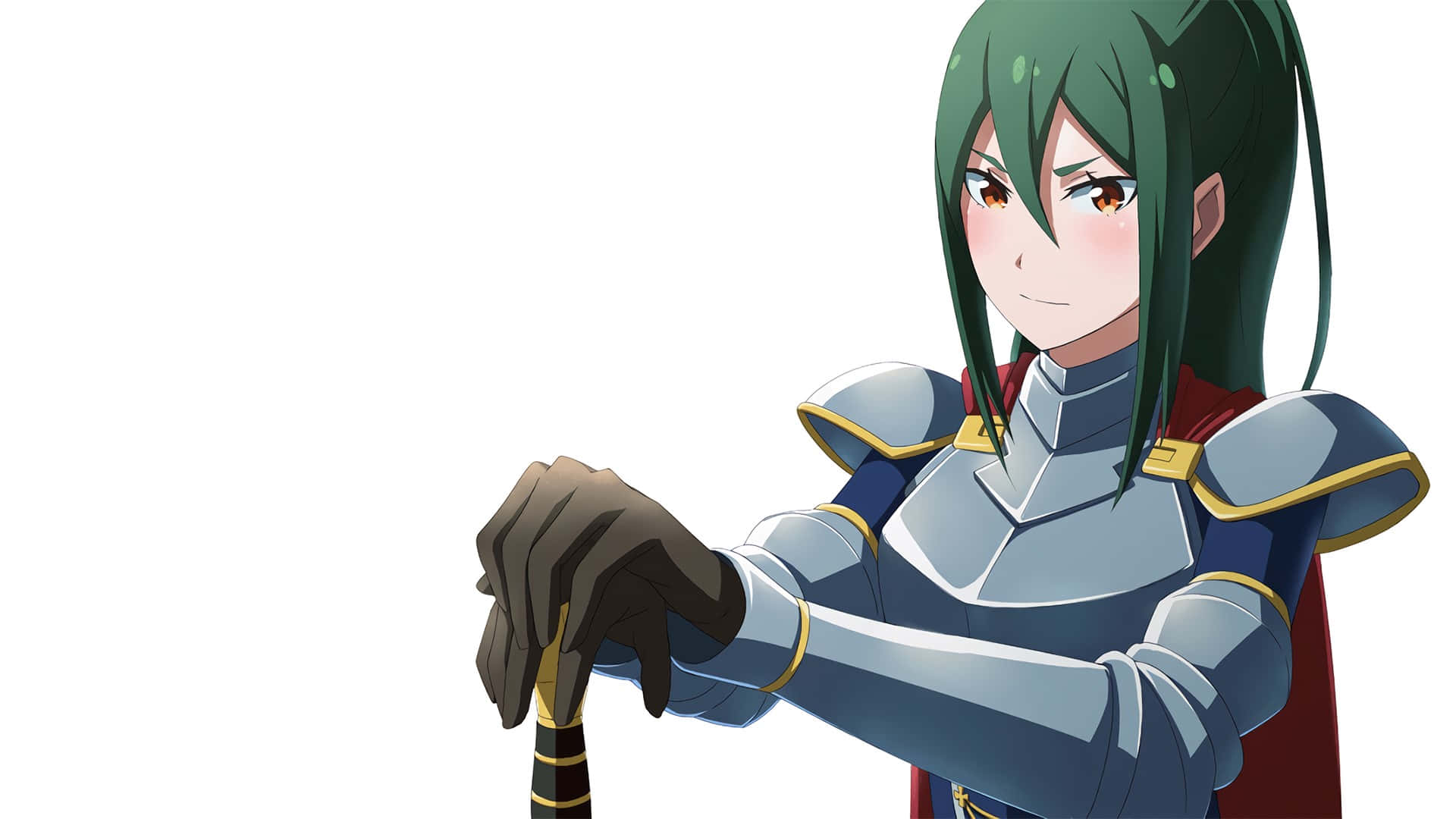 Crusch Karsten, green hair, silver armor, Full HD Desktop Wallpaper