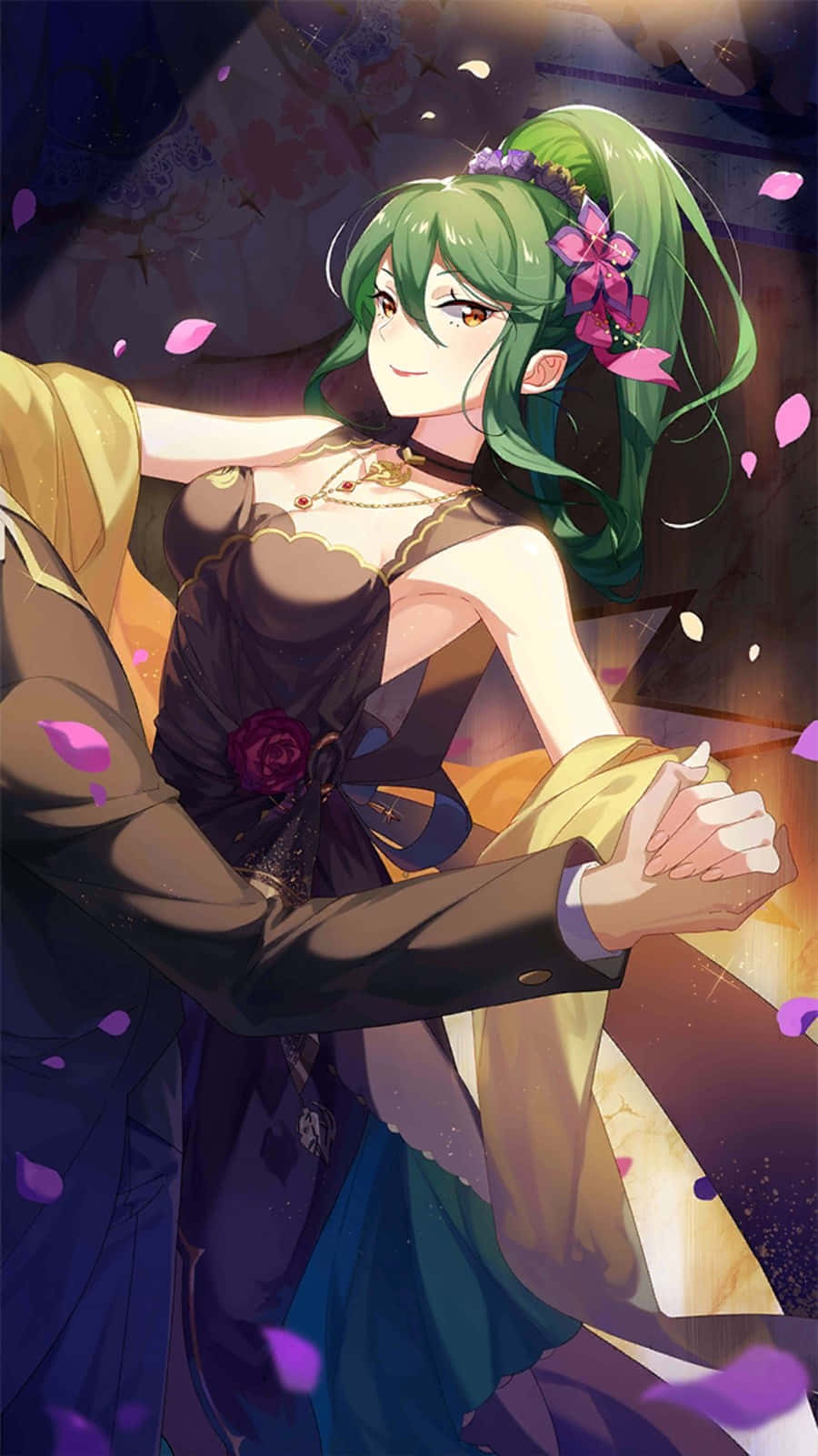 Crusch Karsten, green-haired anime girl, dark dress, HD Phone Wallpaper