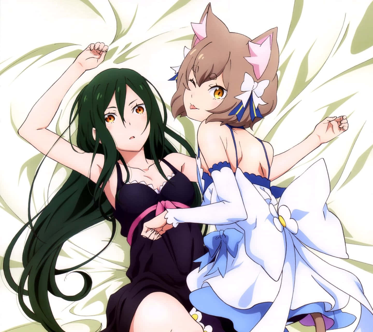 Crusch Karsten, green hair, black dress, HD Desktop Wallpaper