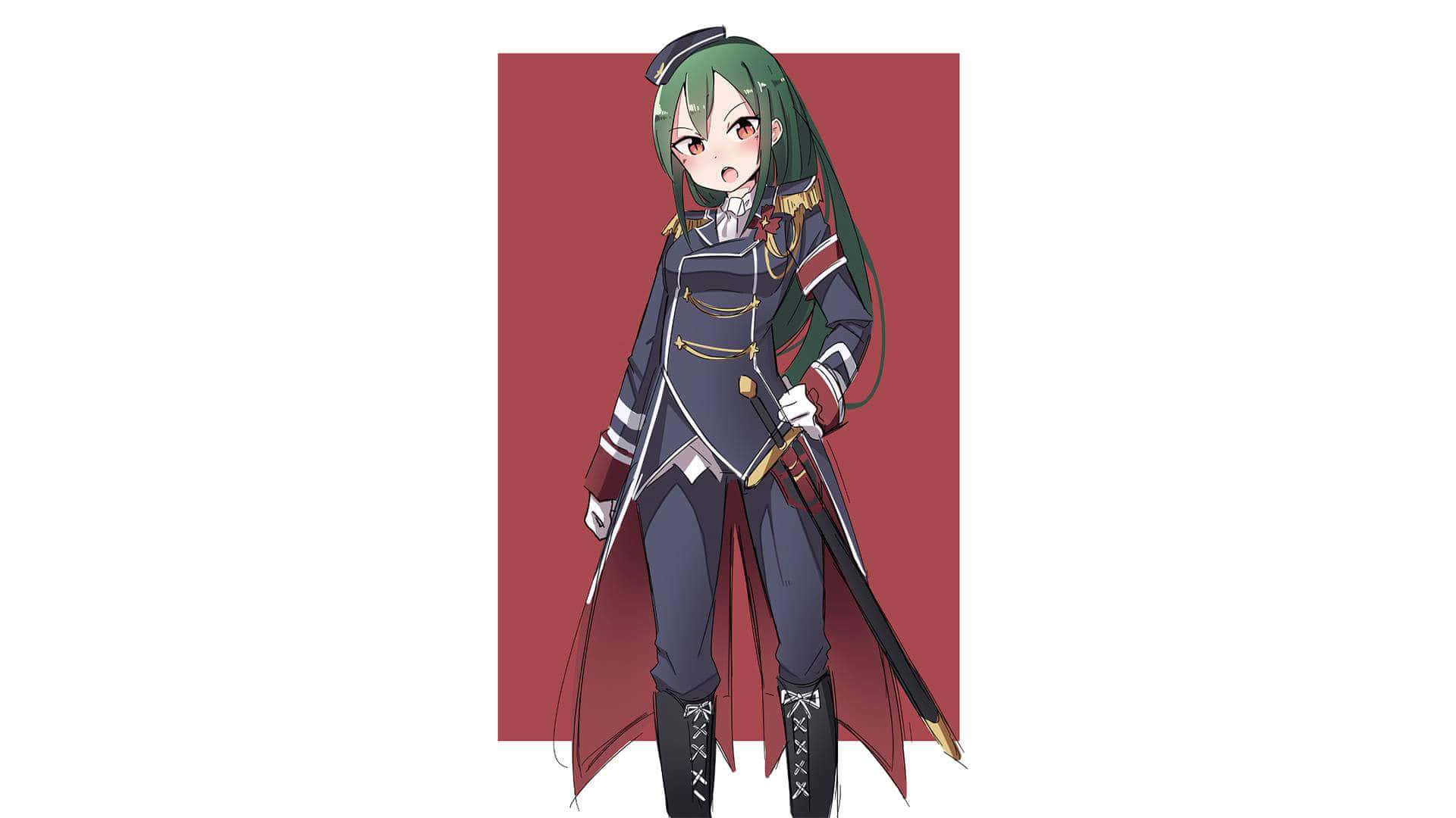 Crusch Karsten, green-haired anime girl, military uniform, Full HD Desktop Wallpaper