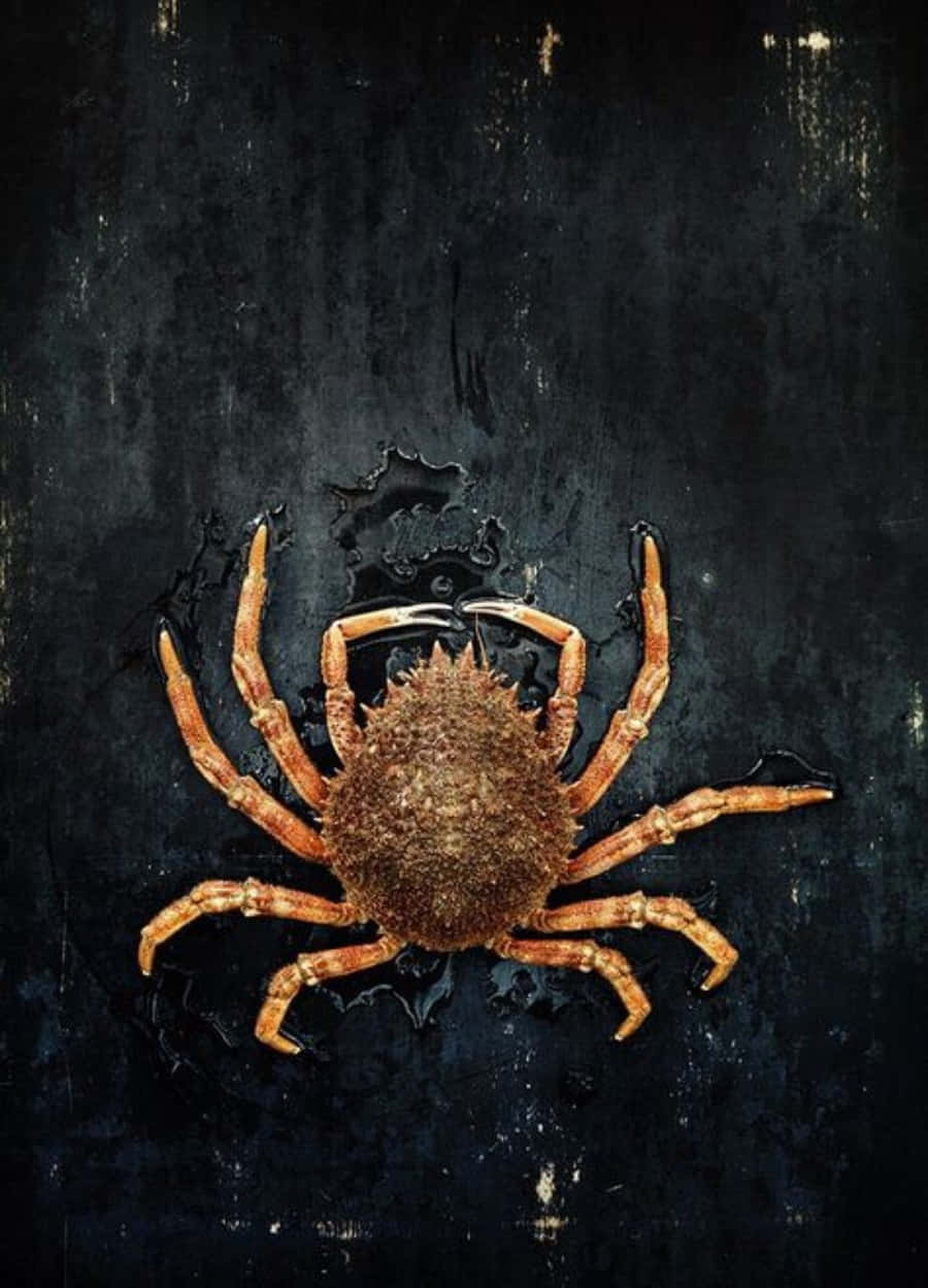 spiky orange crab, torn black textured surface, dramatic lighting, SD Phone Wallpaper