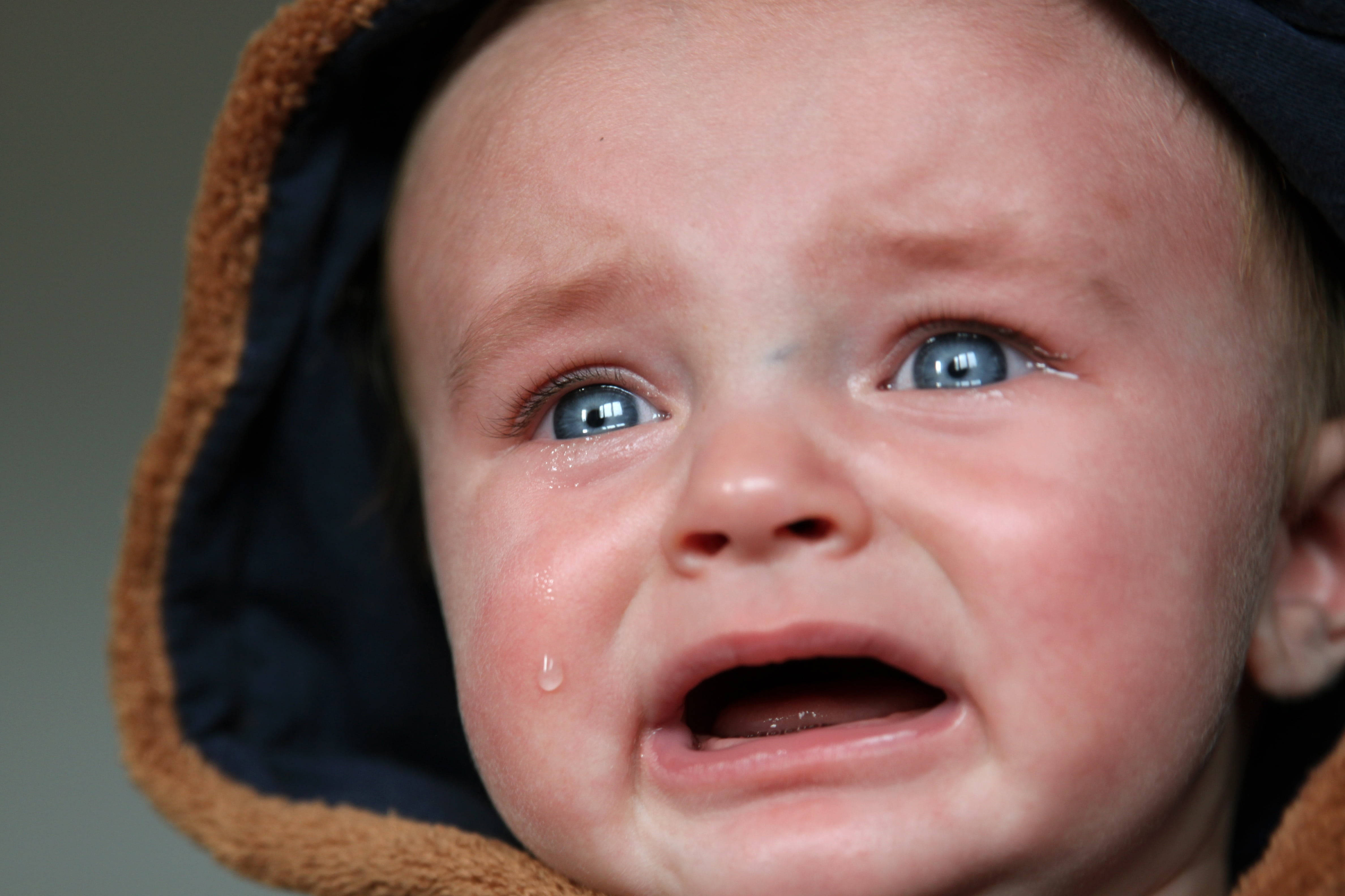 crying sad boy, brown hoodie, bright blue eyes, 4K Desktop Wallpaper