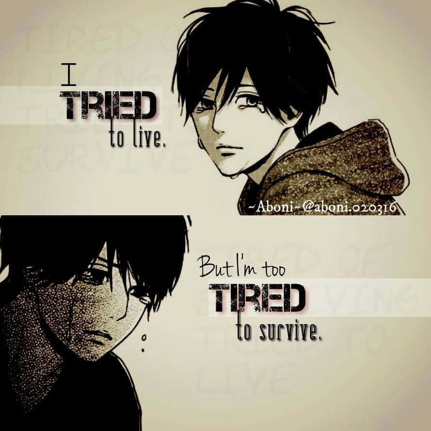 anime-style male characters, tired expressions, tearful eyes, SD Desktop Wallpaper