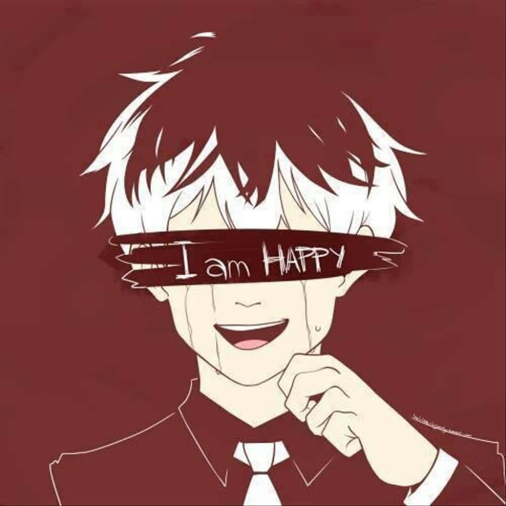 I Am Happy Crying Poster, anime boy, white hair, SD Desktop Wallpaper