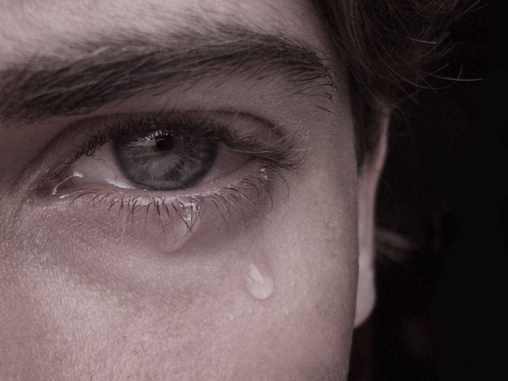 human eye, tear rolling down the cheek, dark background, SD Desktop Wallpaper