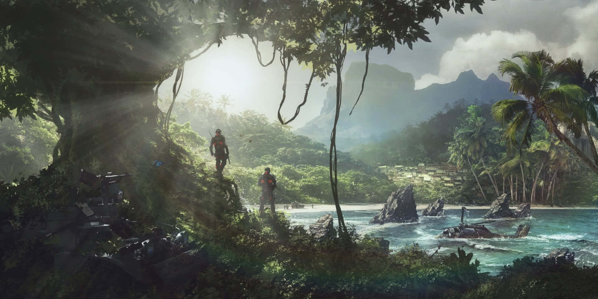 Crysis, tropical infiltration, jungle, Full HD Desktop Wallpaper