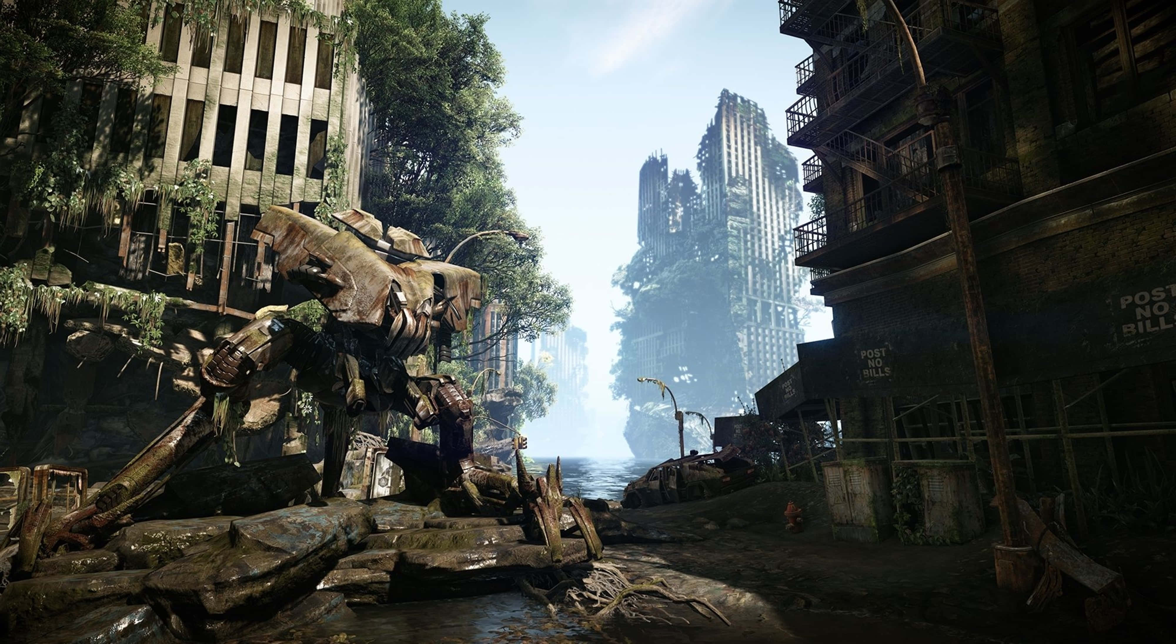 Crysis, ruined city, jungle overgrown urban ruin, 4K Desktop Wallpaper