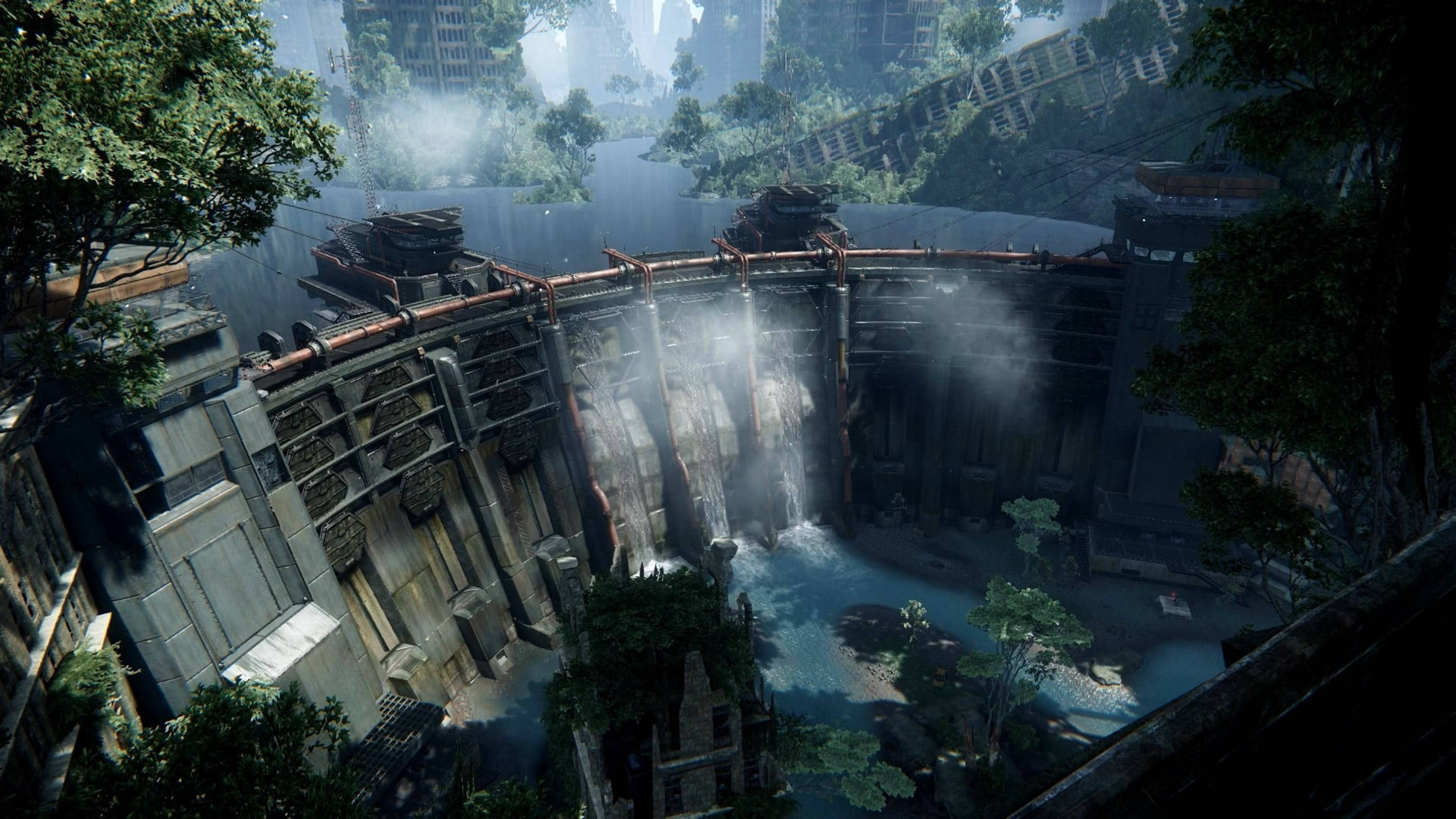 Crysis 3, hydro dam, ruined city, 4K Desktop Wallpaper