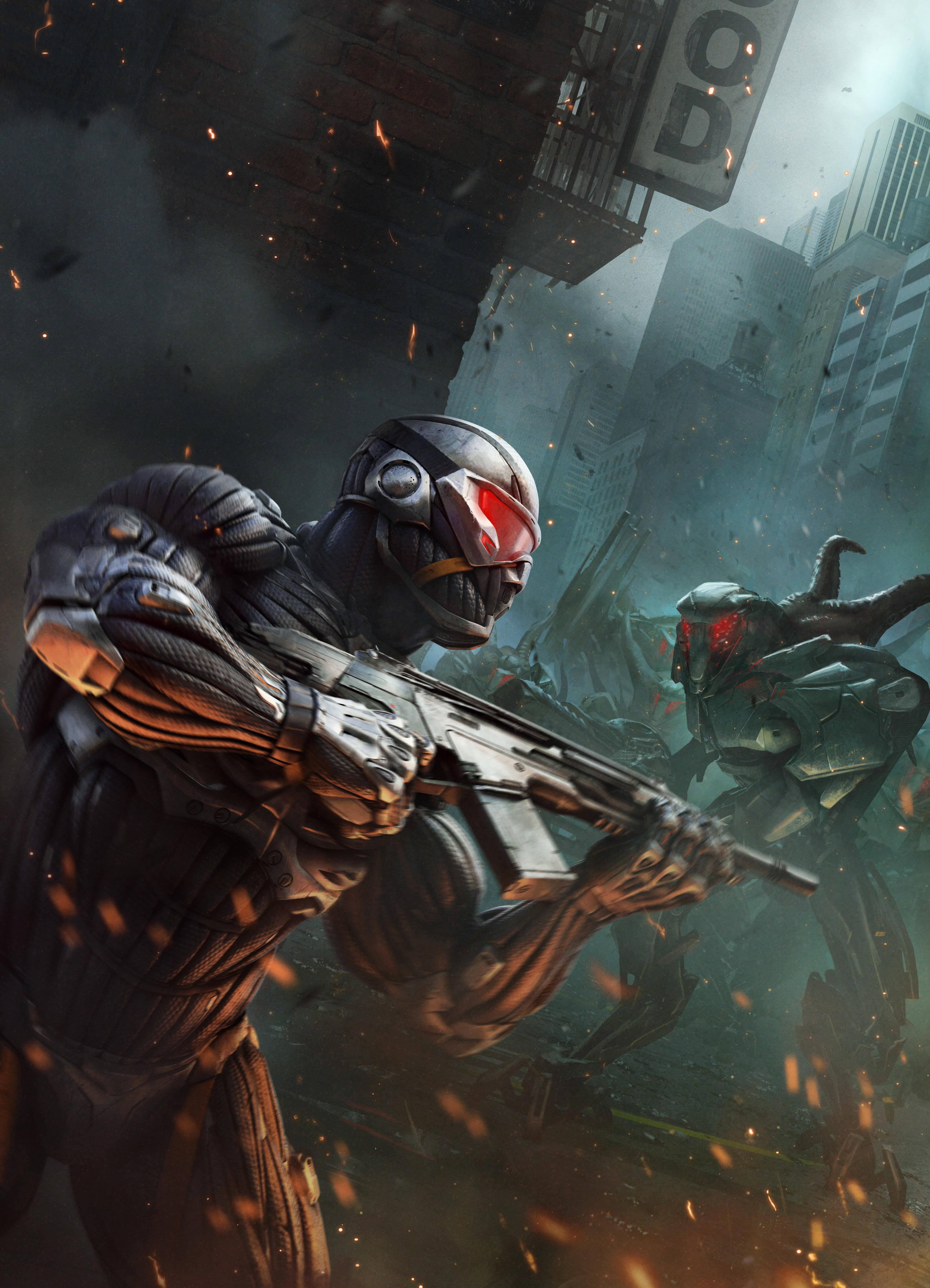 Crysis 3, futuristic soldier, dark armor, 5K Phone Wallpaper