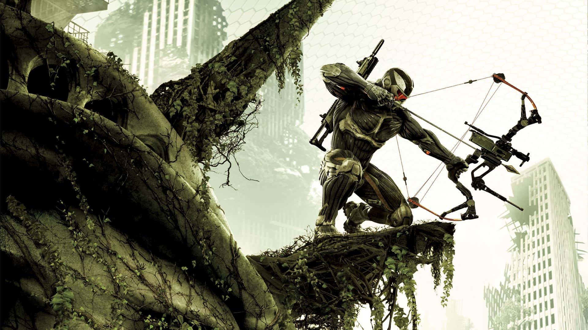 Crysis 3 City, masked archer, tactical gear, Full HD Desktop Wallpaper