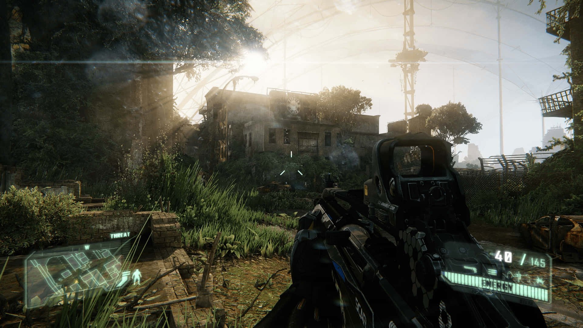 Crysis 3, Luscious Cityscapes, sunlit abandoned building, Full HD Desktop Wallpaper