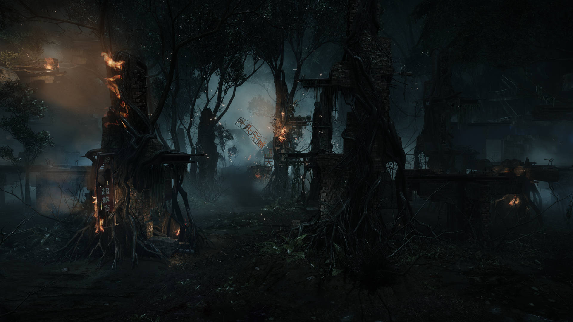 Crysis 3, eerie forest, night, Full HD Desktop Wallpaper