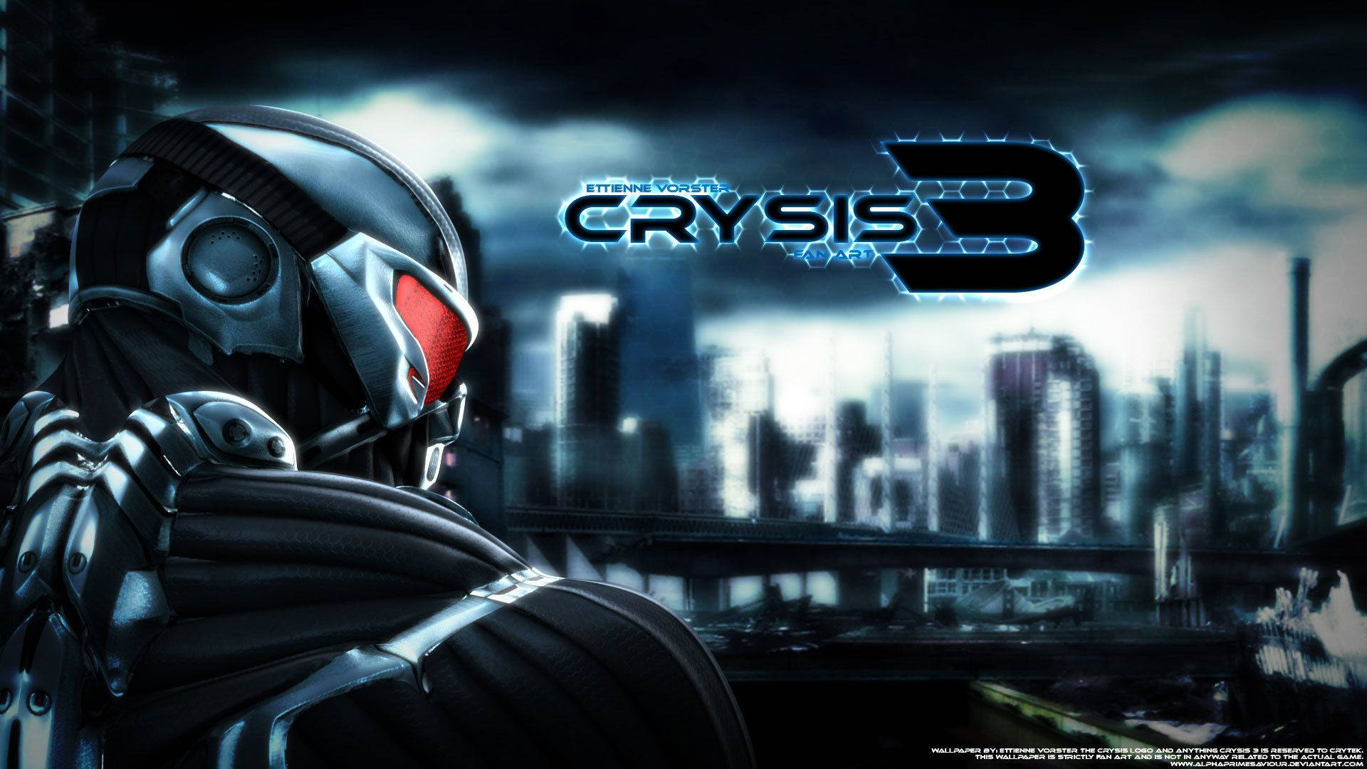 Crysis 3, futuristic armor, glowing red eye, Full HD Desktop Wallpaper