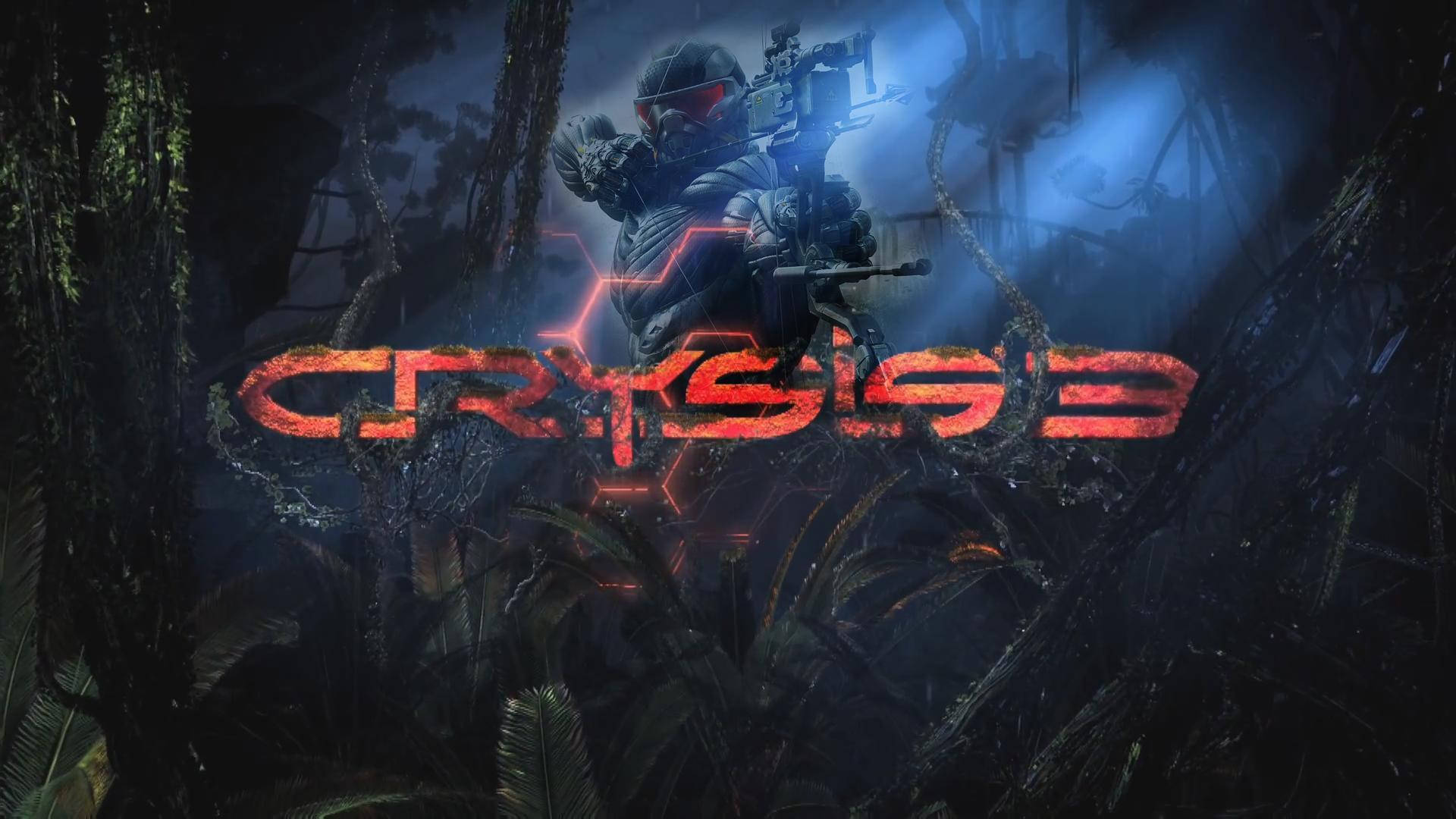 Crysis 3, futuristic armor, glowing red title text, Full HD Desktop Wallpaper
