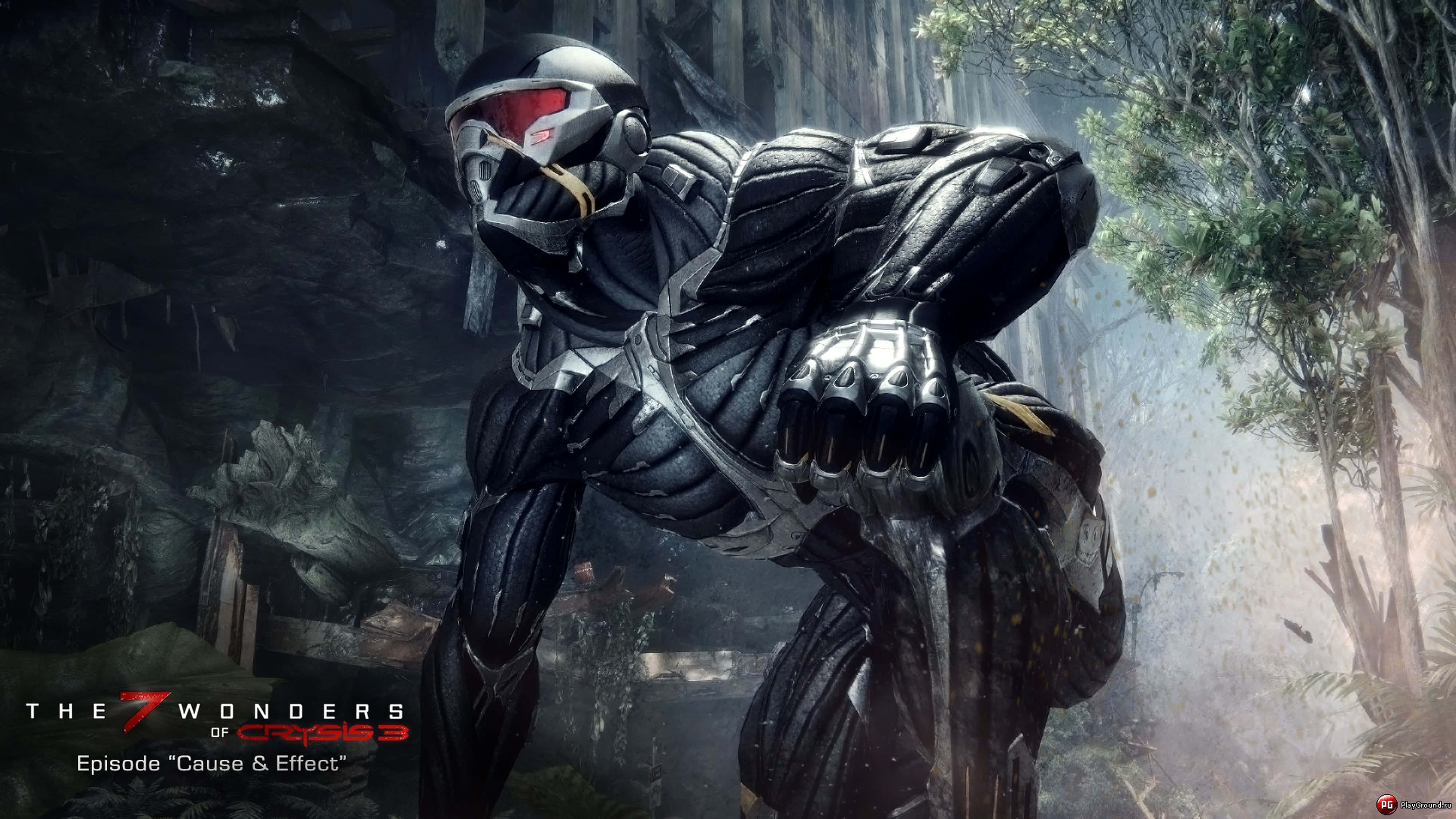 Crysis 4K, futuristic soldier, misty jungle ruin, 4K Desktop Wallpaper