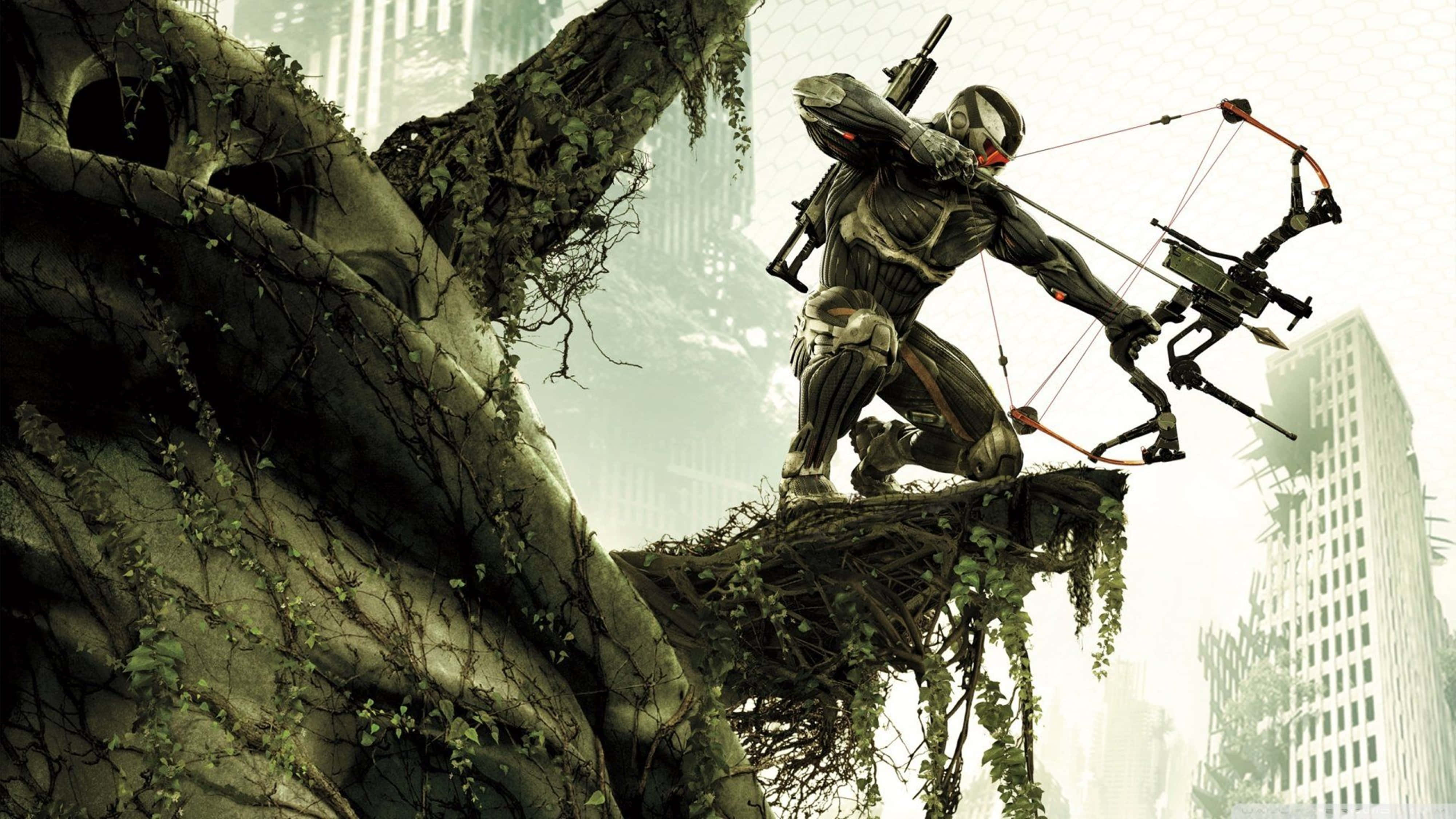 Crysis 4K, futuristic archer, armored gear, 4K Desktop Wallpaper