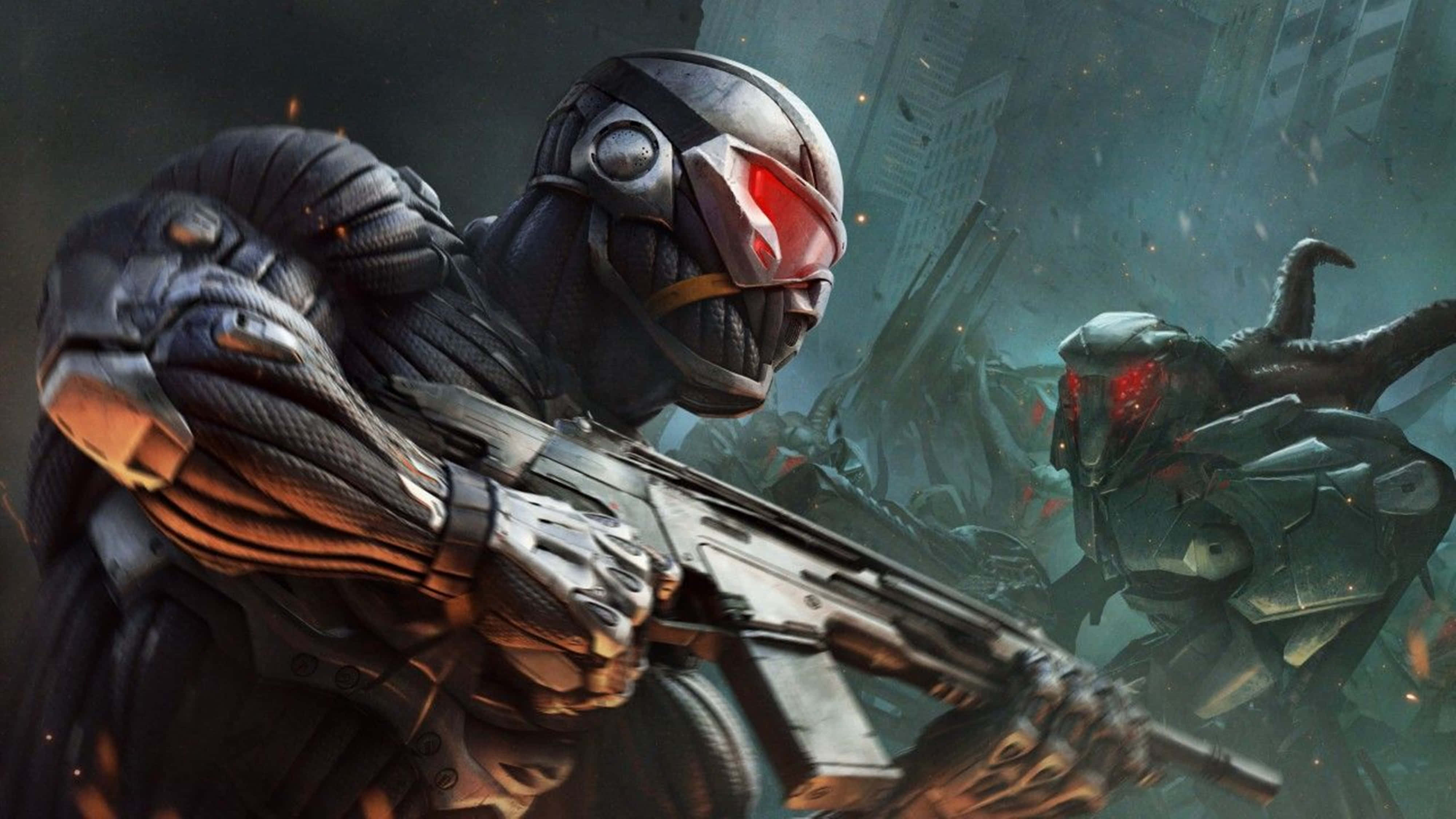 Crysis 4K, masked soldier, dark armor, 4K Desktop Wallpaper