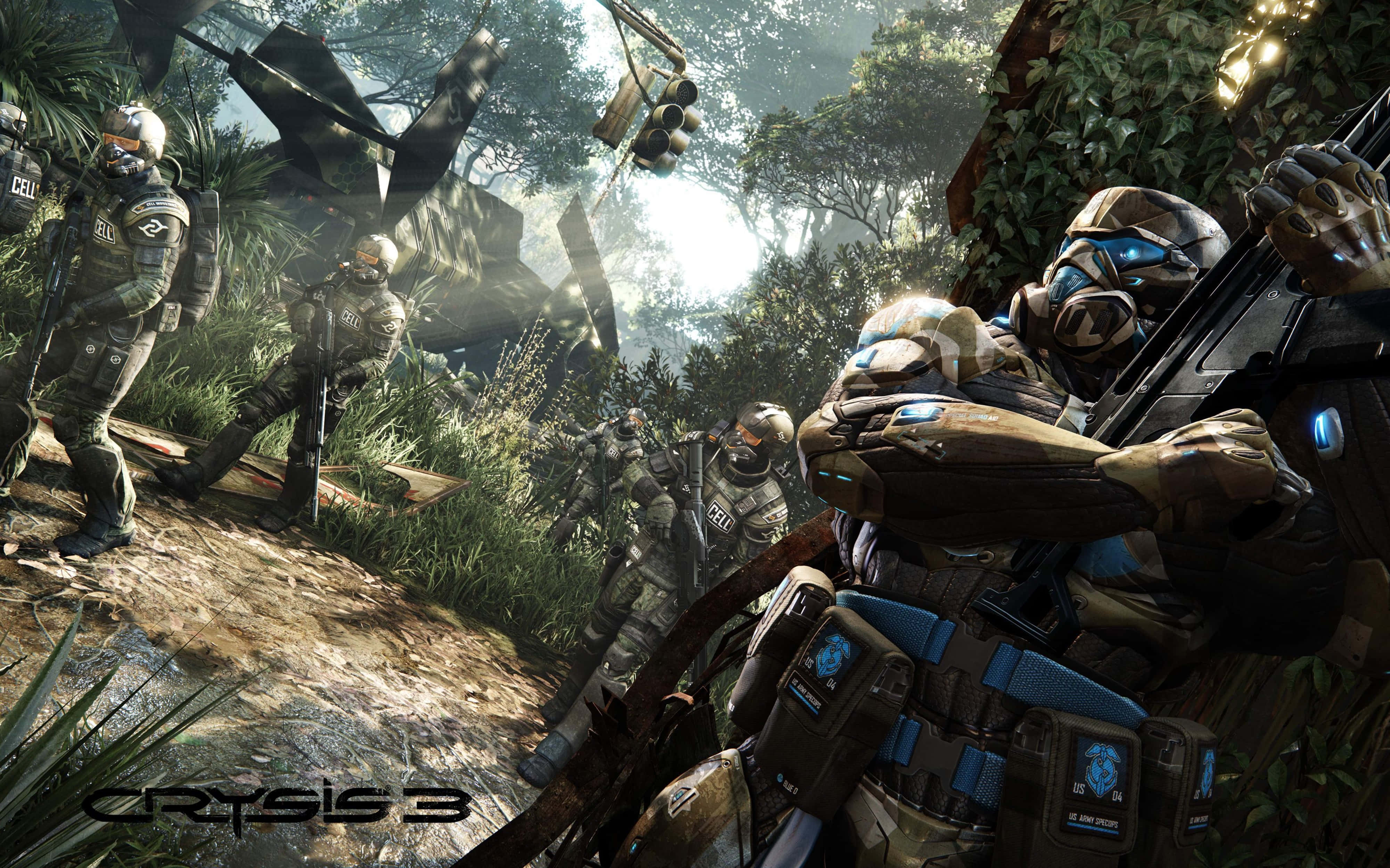 Crysis 4K, soldiers, futuristic armor, 4K Desktop Wallpaper