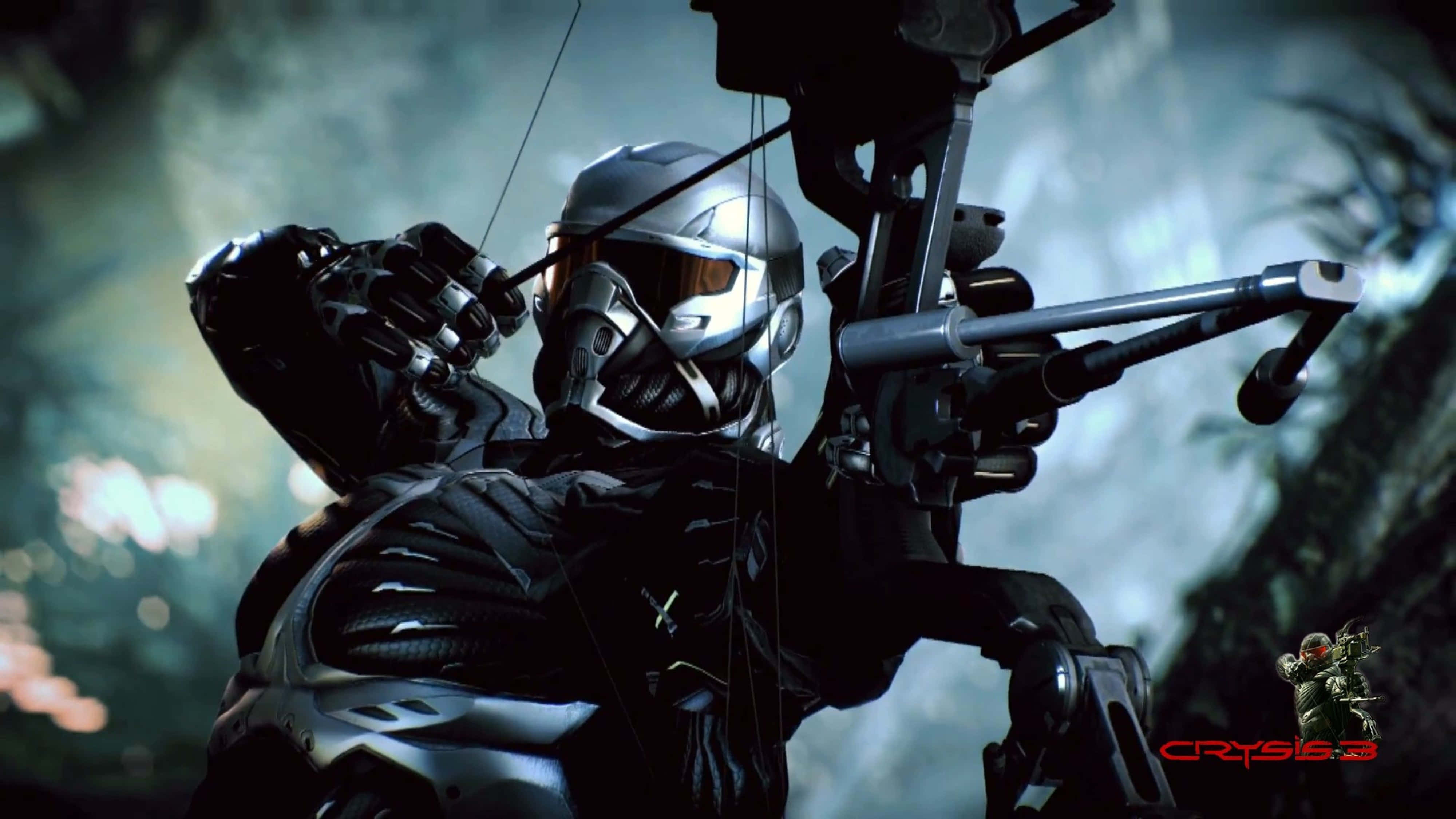 Crysis 4K, futuristic armor, high-tech bow, 4K Desktop Wallpaper