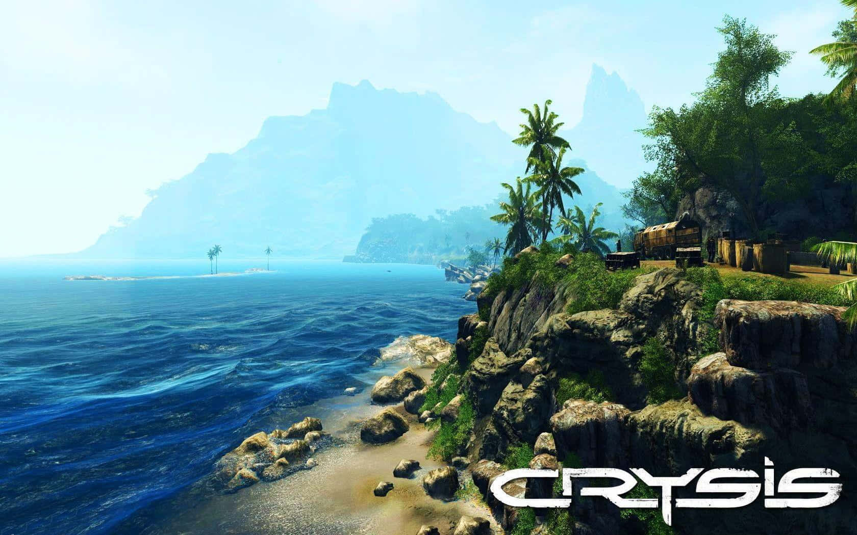 Crysis HD, tropical island coastline, rocky cliffs, HD Desktop Wallpaper