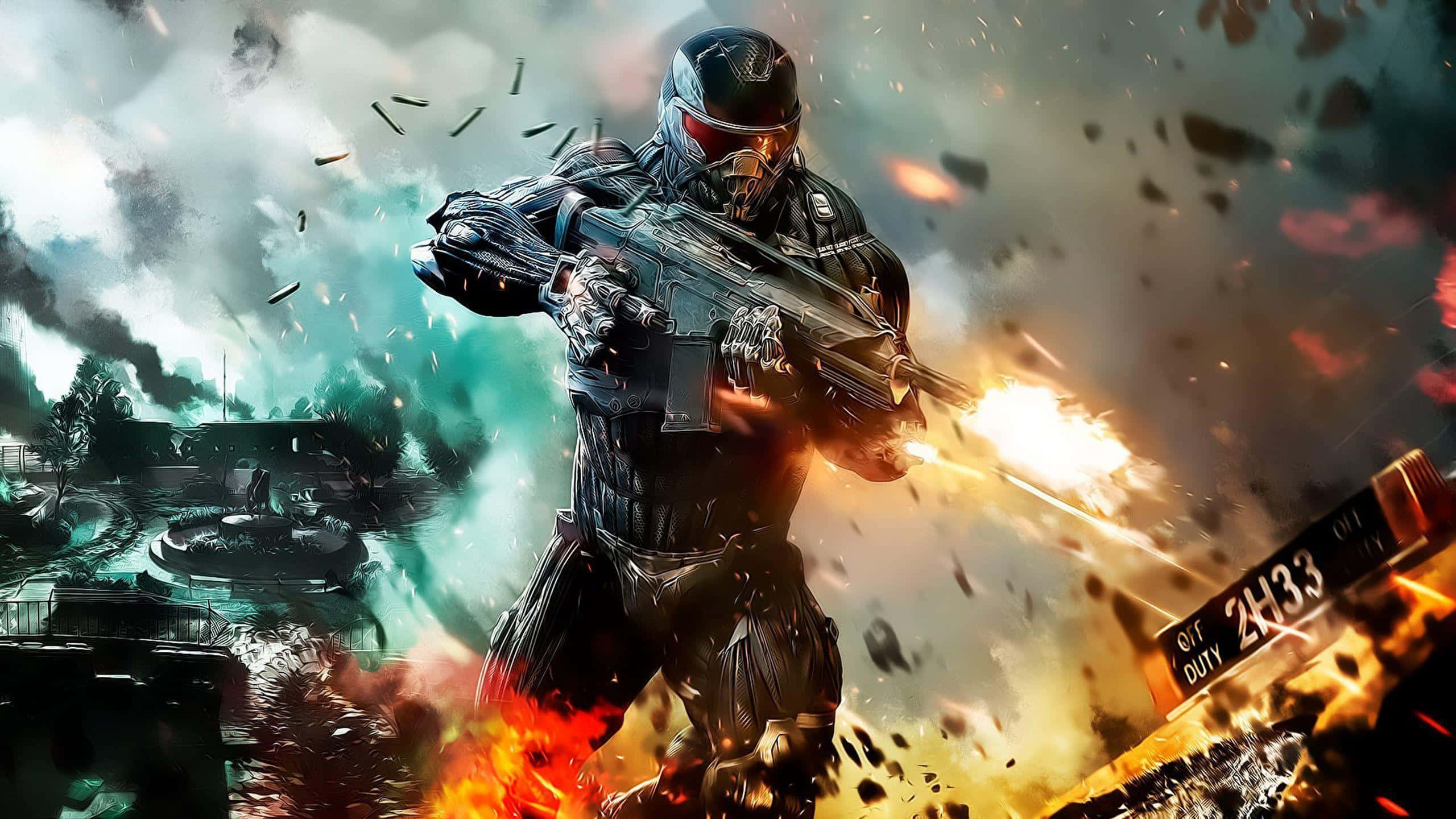 Crysis HD, soldier, futuristic armor, 2K Desktop Wallpaper