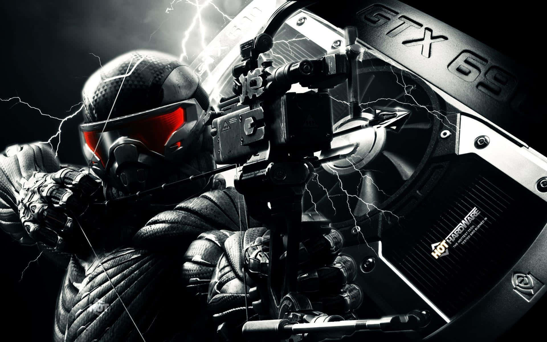 Crysis HD, futuristic soldier, black armor, Full HD Desktop Wallpaper