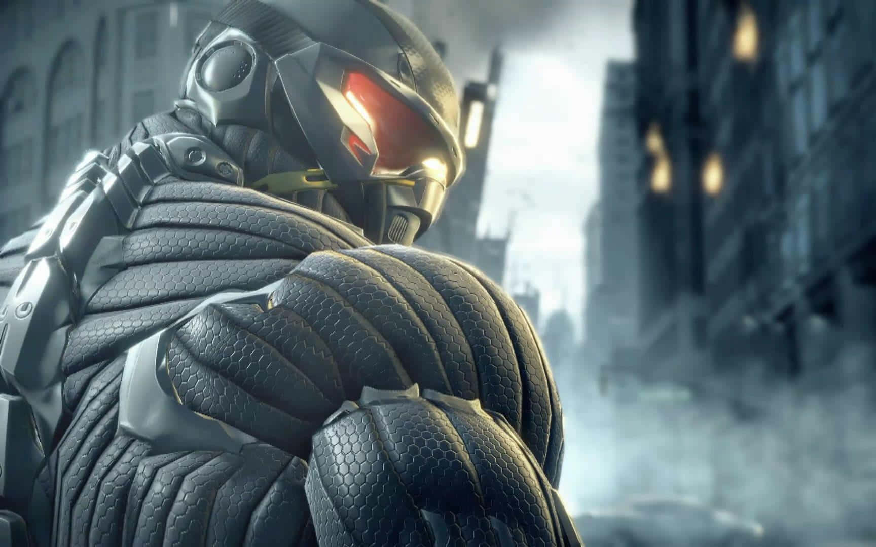 Crysis HD, futuristic armored warrior, glowing red eyes, HD Desktop Wallpaper