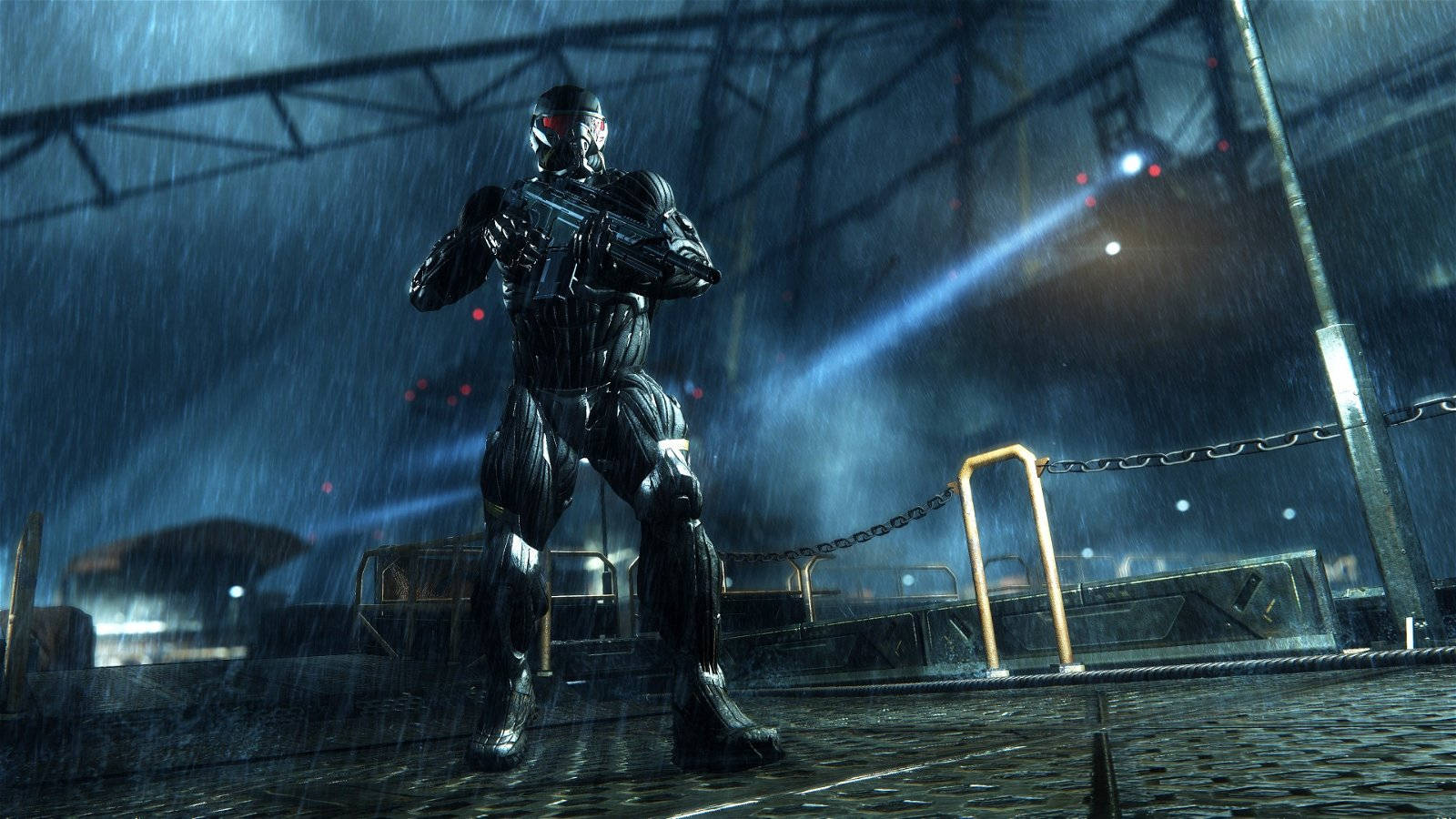 Crysis Remastered, futuristic soldier, black armor, HD Desktop Wallpaper