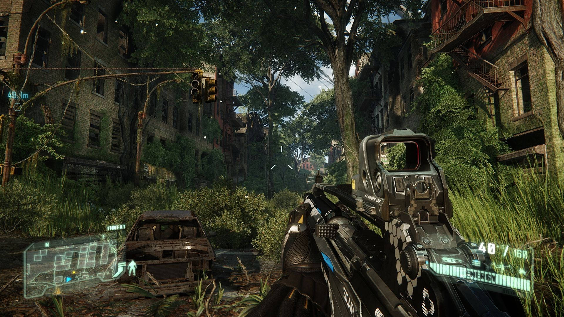 Crysis Remastered, first-person view, futuristic rifle, Full HD Desktop Wallpaper