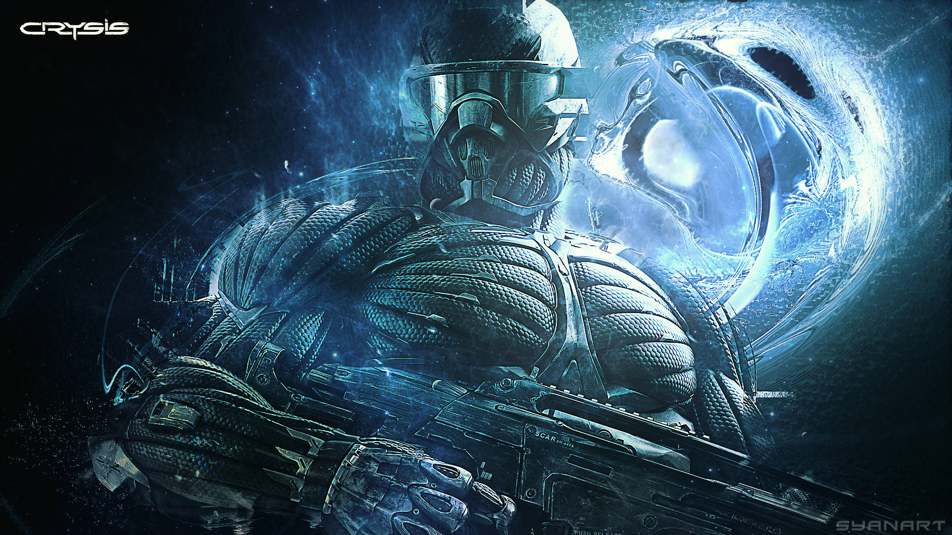 Crysis Warhead, futuristic soldier, advanced armor, Full HD Desktop Wallpaper