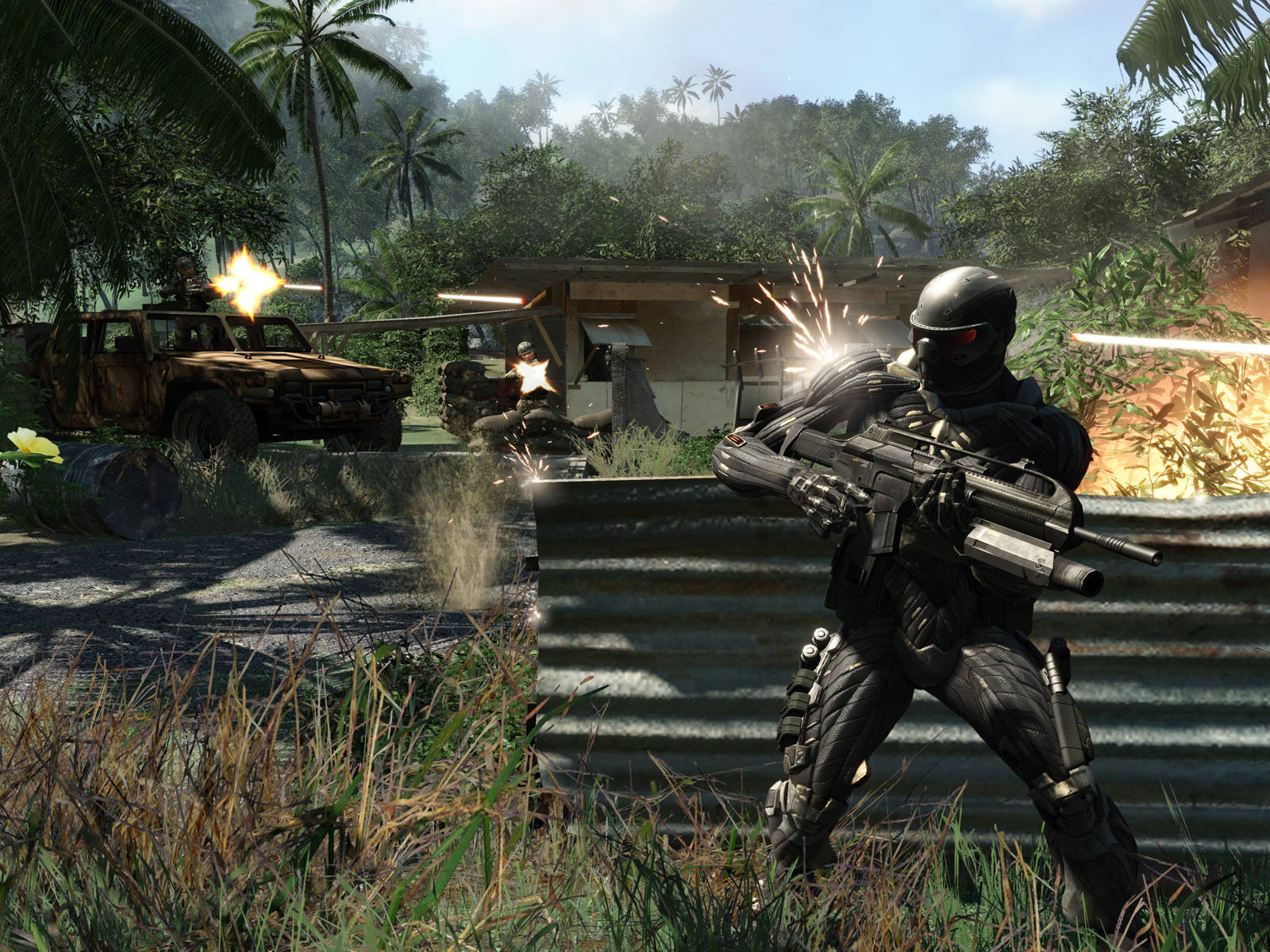 Crysis Warhead, soldier, black tactical gear, HD Desktop Wallpaper