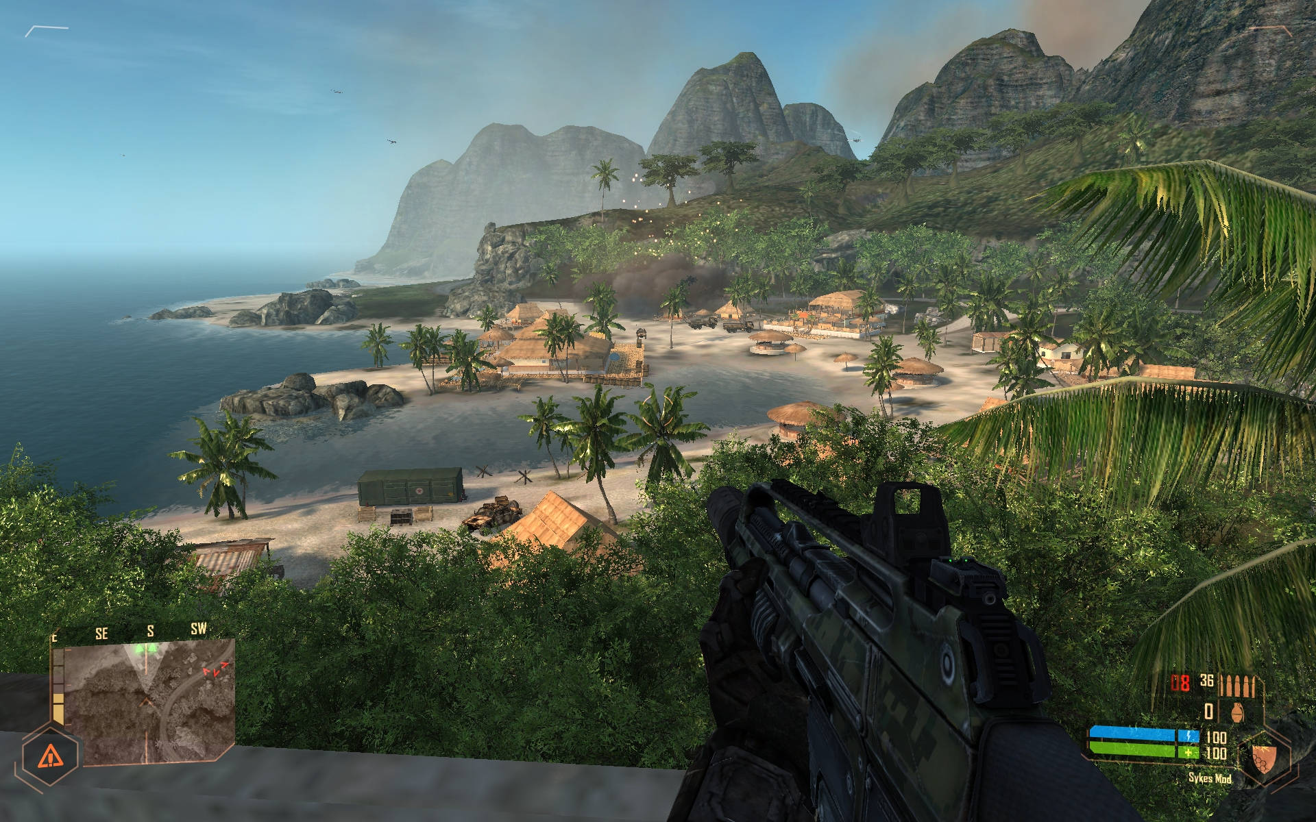 Crysis Warhead, beach village, palm trees, Full HD Desktop Wallpaper