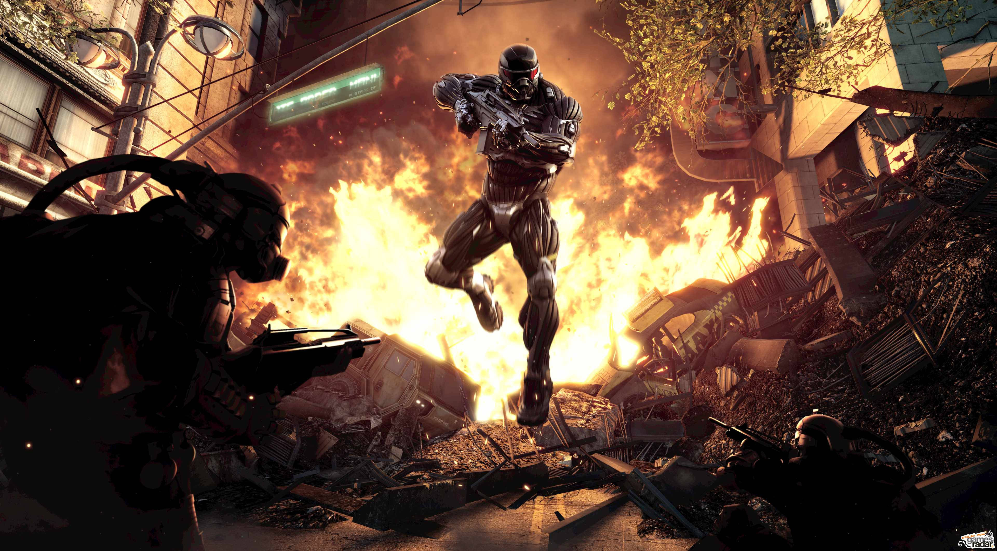 Crysis Warhead, flaming battlefield, soldier, 4K Desktop Wallpaper