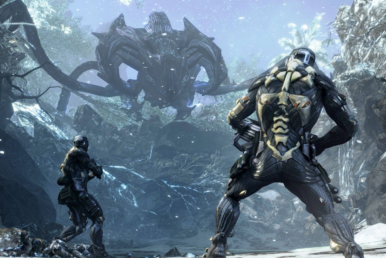 Crysis Warhead, big creature, armored warriors, HD Desktop Wallpaper