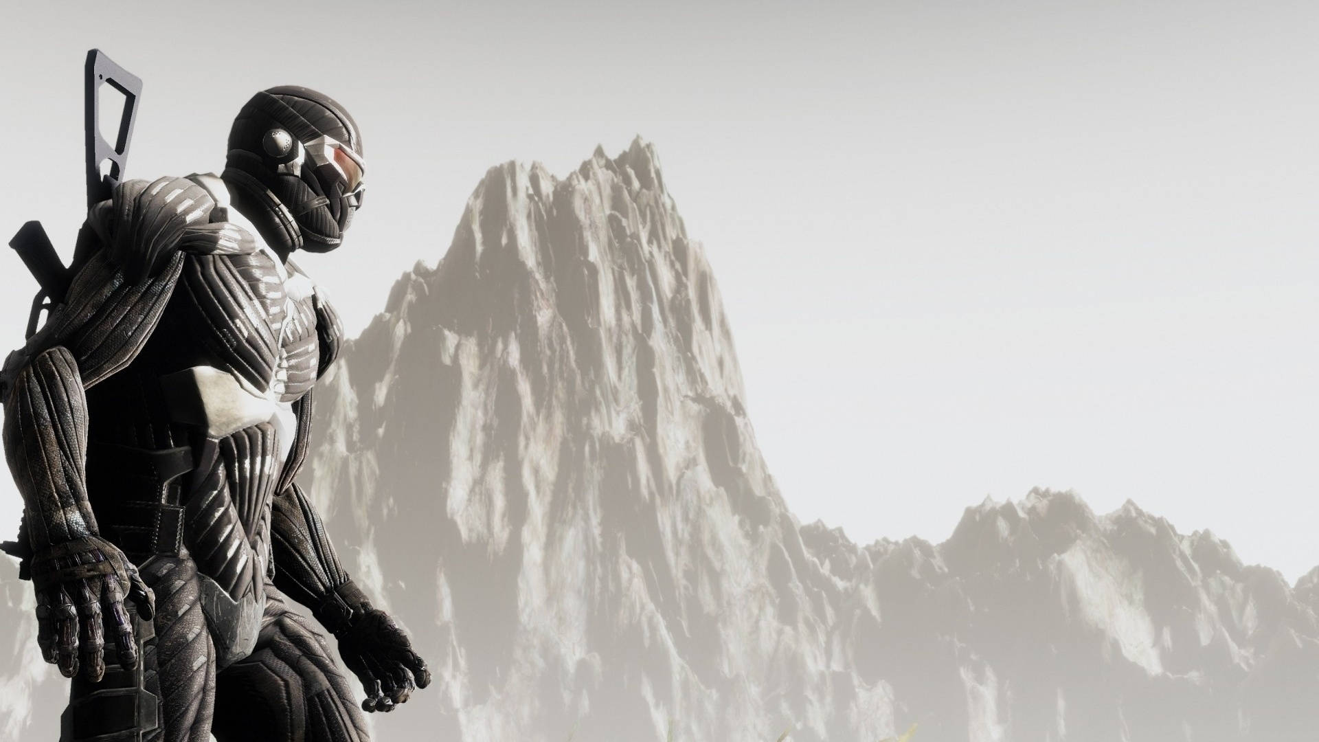Crysis Warhead, mountains, futuristic armored soldier, Full HD Desktop Wallpaper