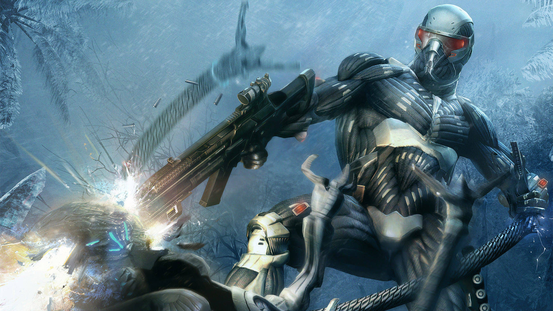 Crysis Warhead, futuristic soldier, armored gear, Full HD Desktop Wallpaper