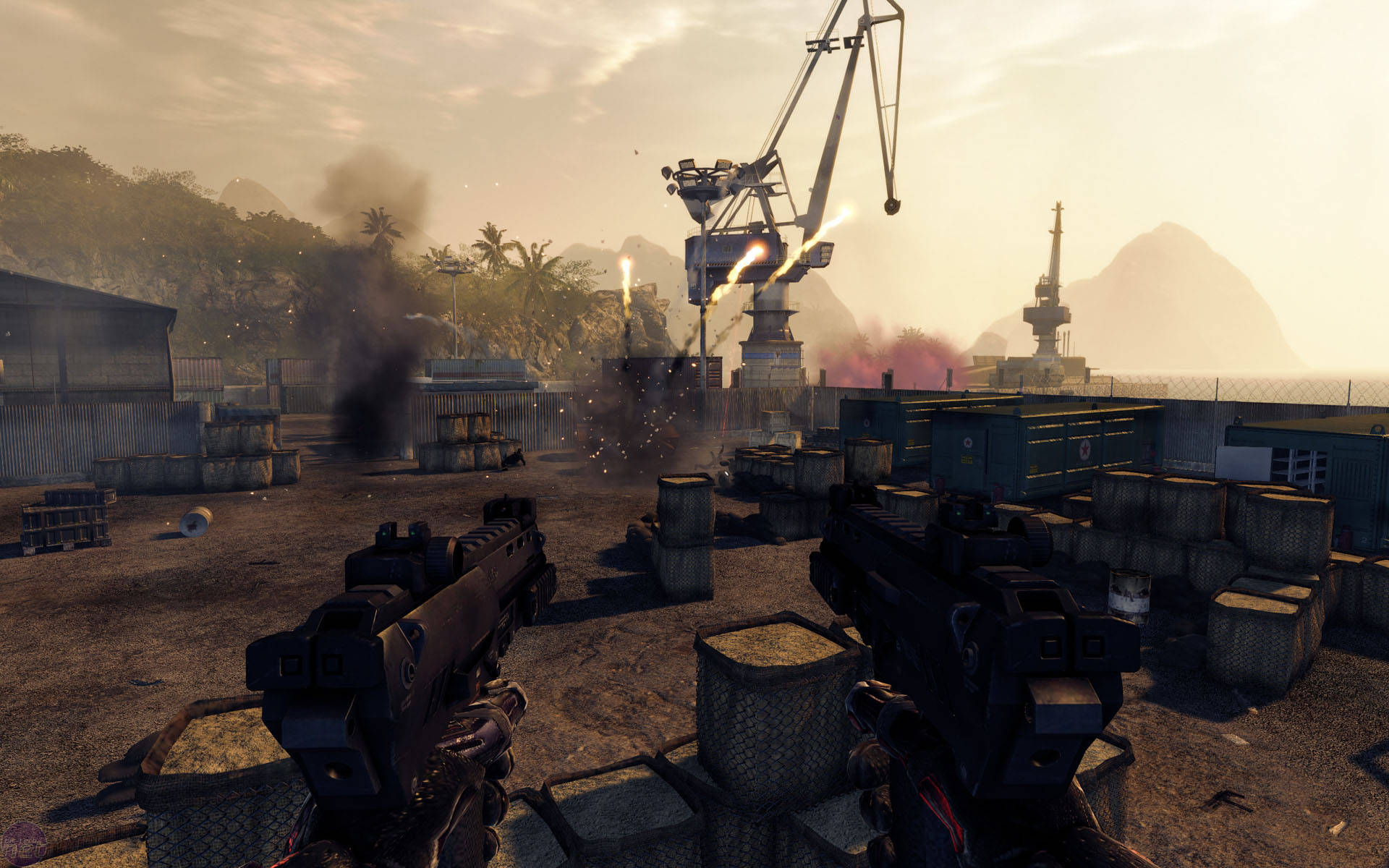 Crysis Warhead, deserted place, dusty industrial port, Full HD Desktop Wallpaper