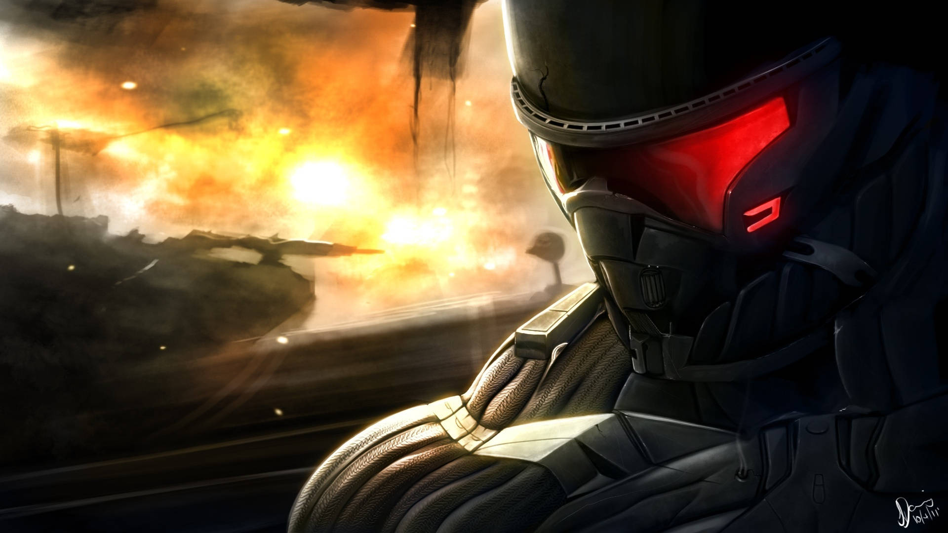 Crysis Warhead, masked man, futuristic soldier, Full HD Desktop Wallpaper
