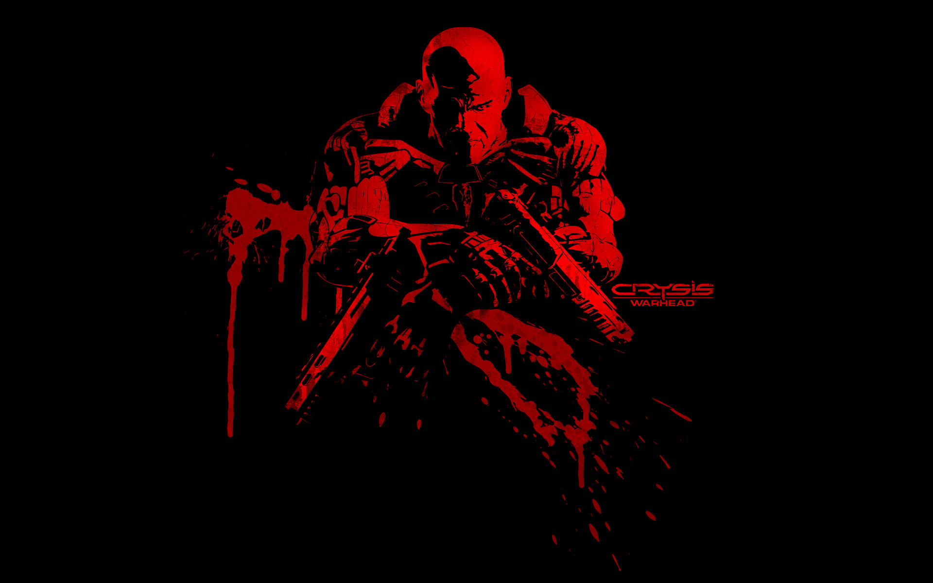 Crysis Warhead, red silhouette, rifle, Full HD Desktop Wallpaper
