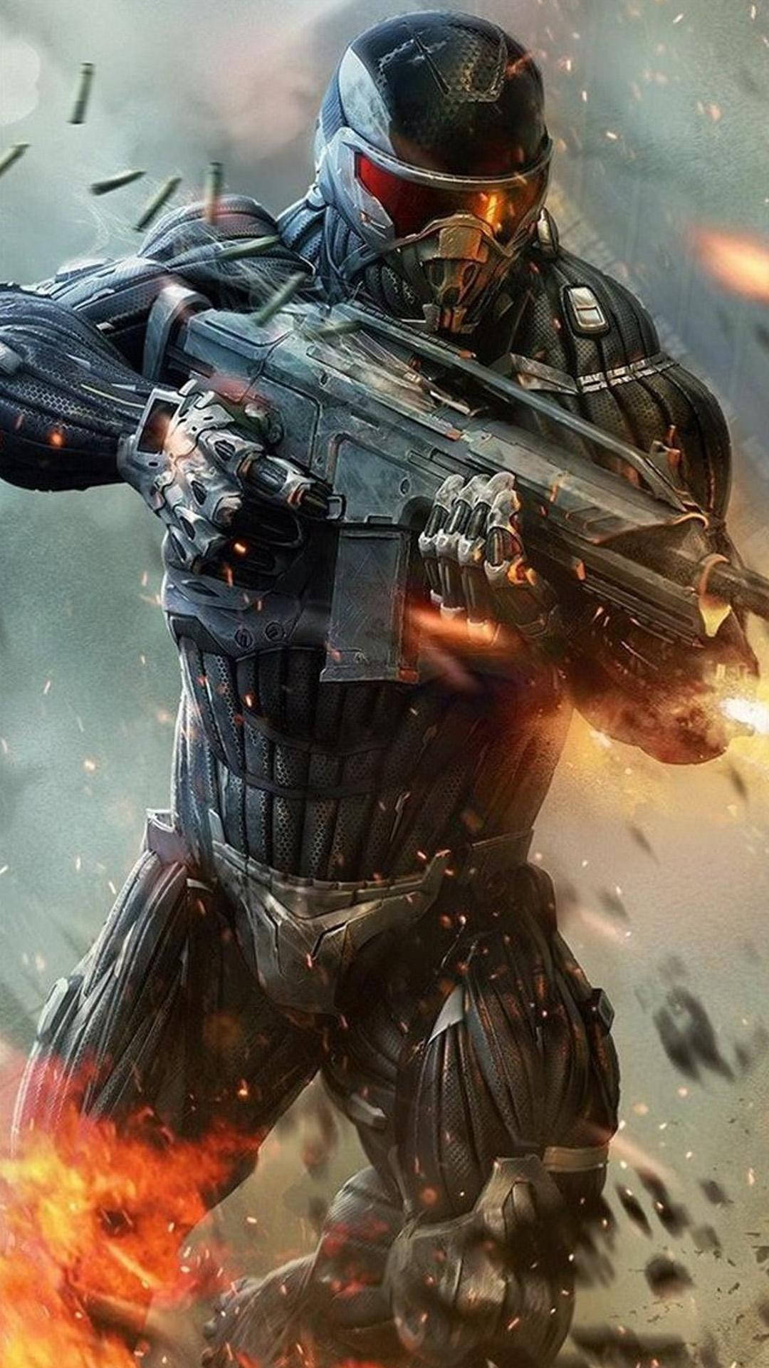 Crysis 2, Android, futuristic soldier, Full HD Phone Wallpaper