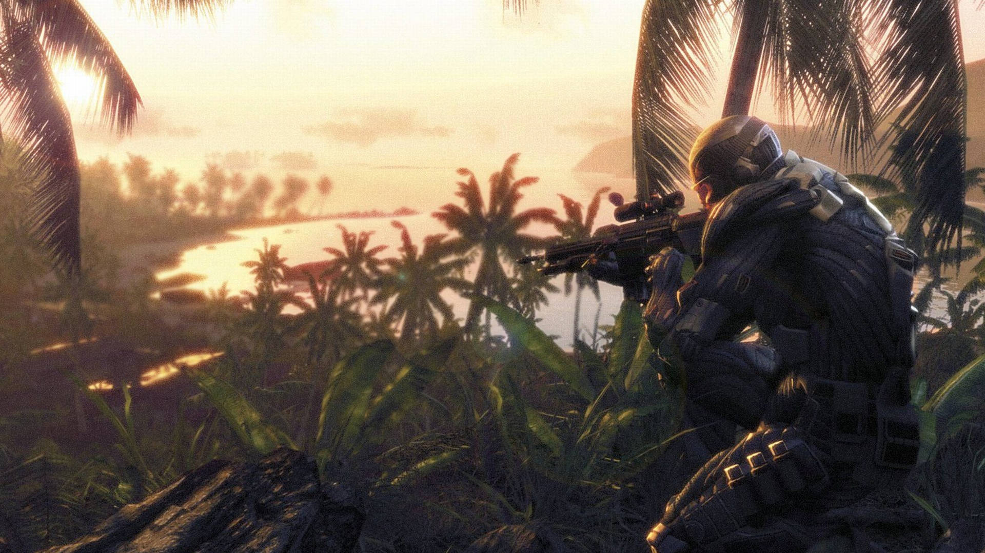 Crysis Warhead, beach, tropical foliage, Full HD Desktop Wallpaper