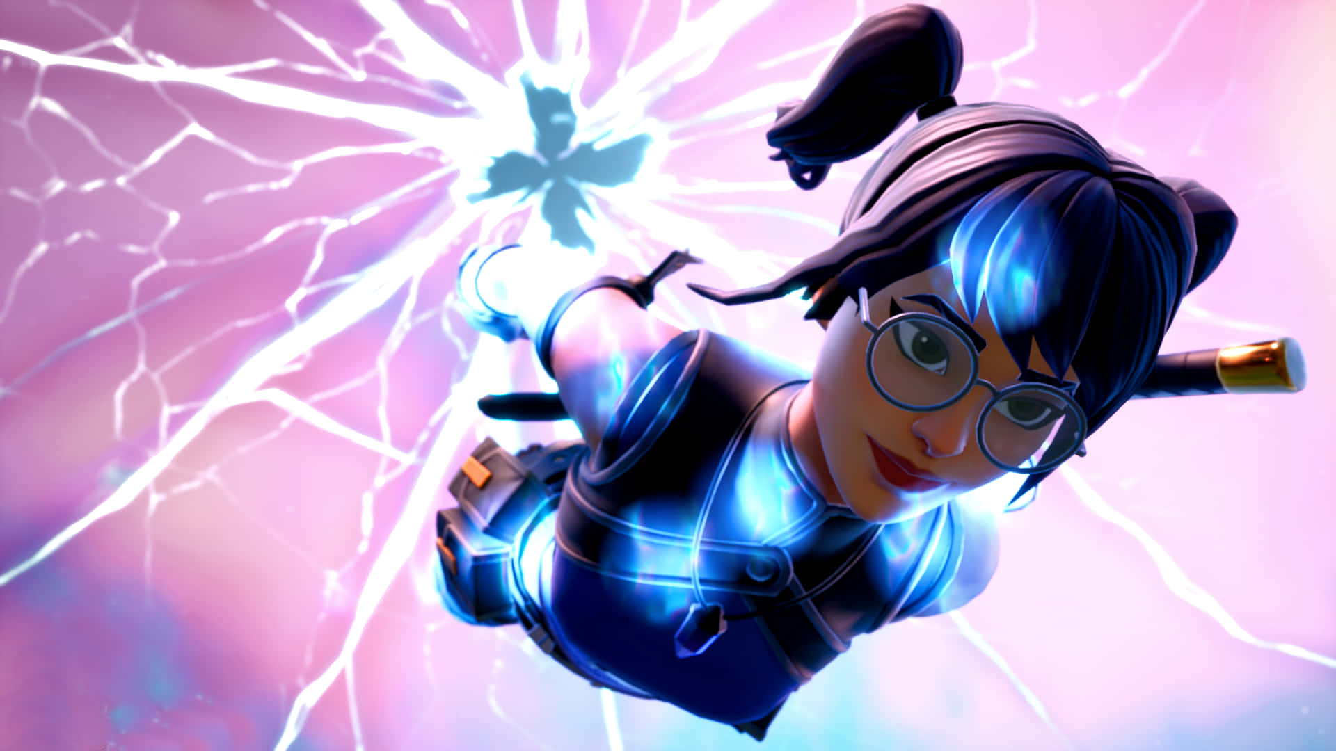Crystal Skin Fortnite, anime girl, glasses, Full HD Desktop Wallpaper