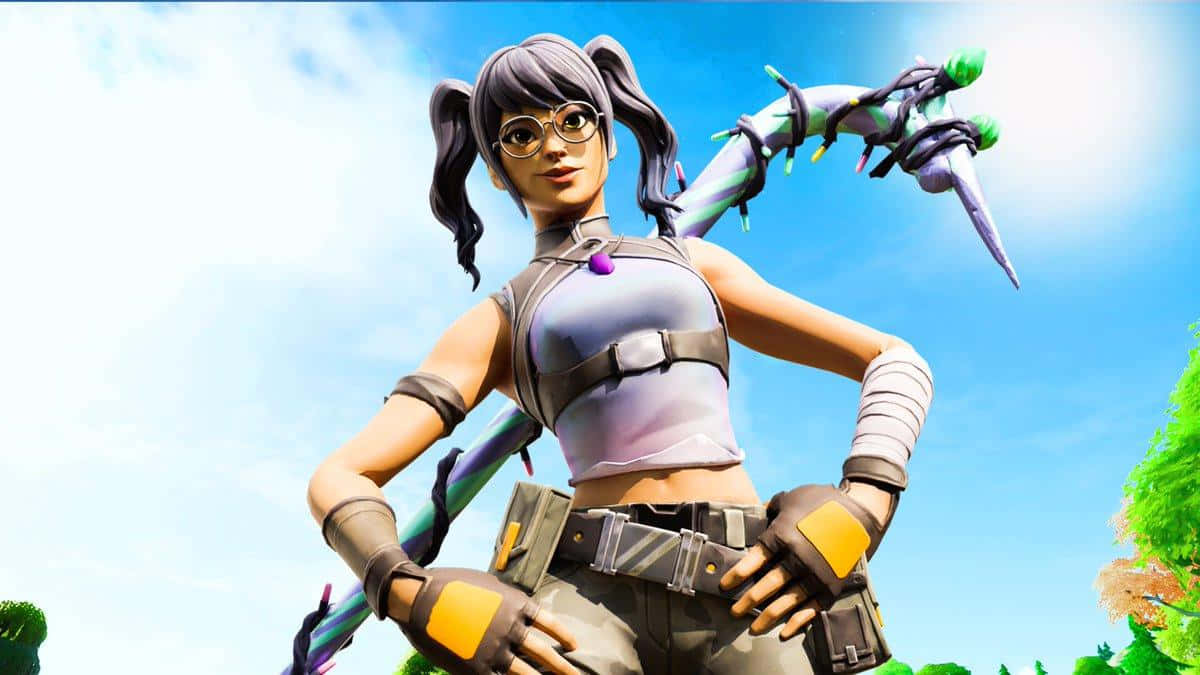 Crystal Skin Fortnite, female Fortnite character, pigtails, SD Desktop Wallpaper