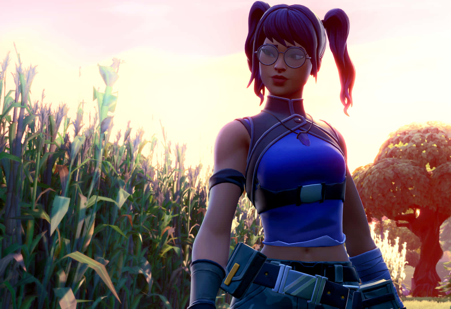 Crystal Skin Fortnite, Fortnite, purple pigtails, HD Desktop Wallpaper