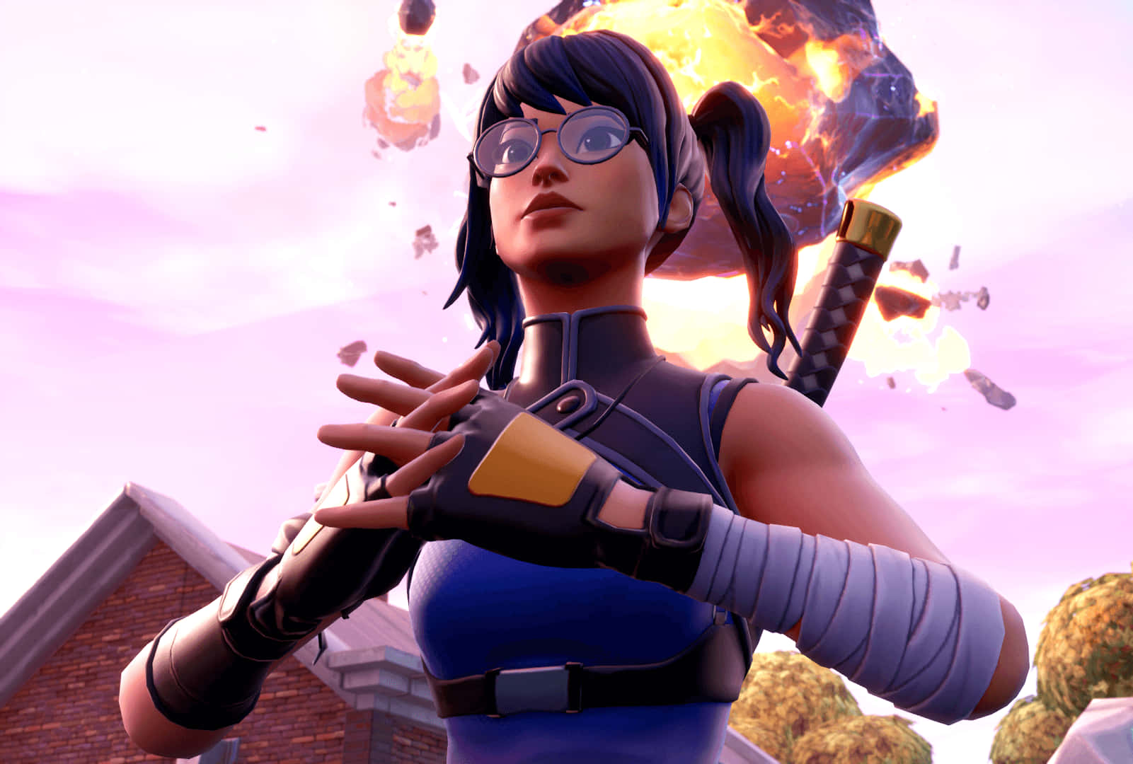 Crystal Skin Fortnite, anime character, glasses, HD Desktop Wallpaper
