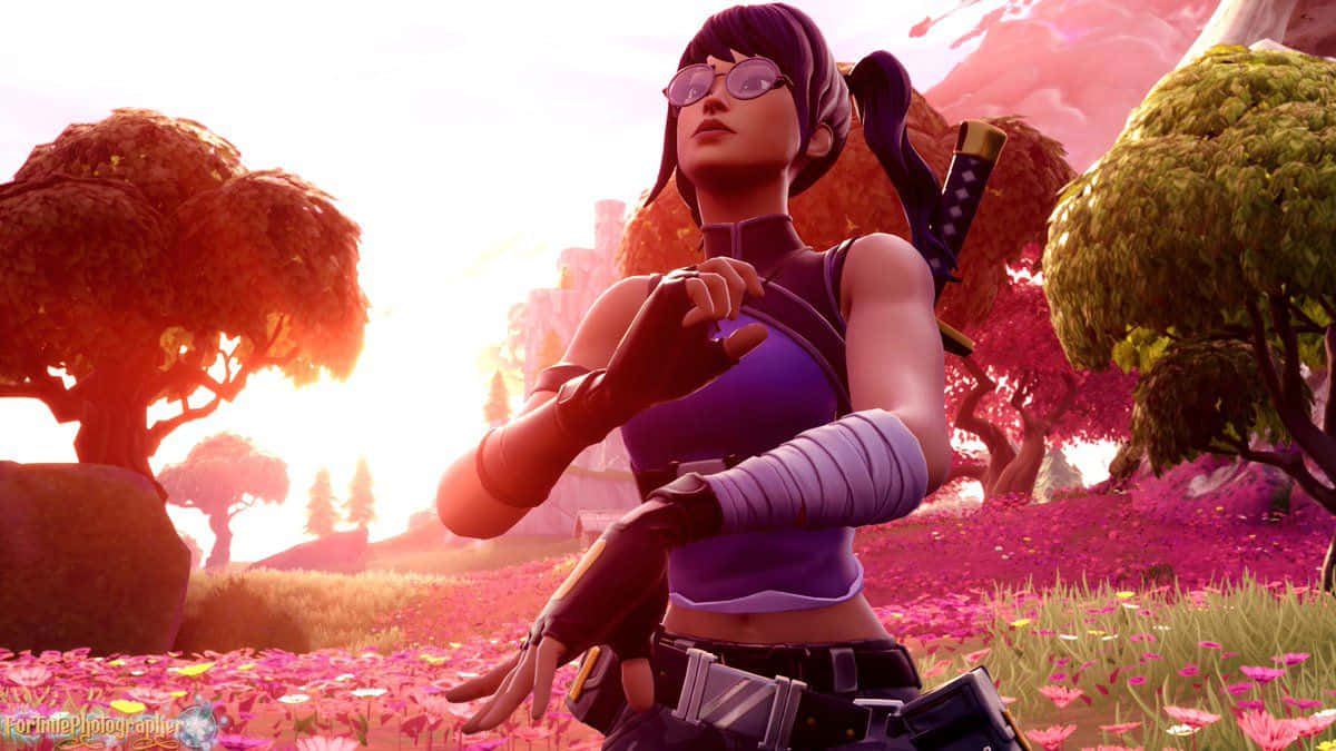 Crystal Skin Fortnite, female warrior, purple gear, SD Desktop Wallpaper